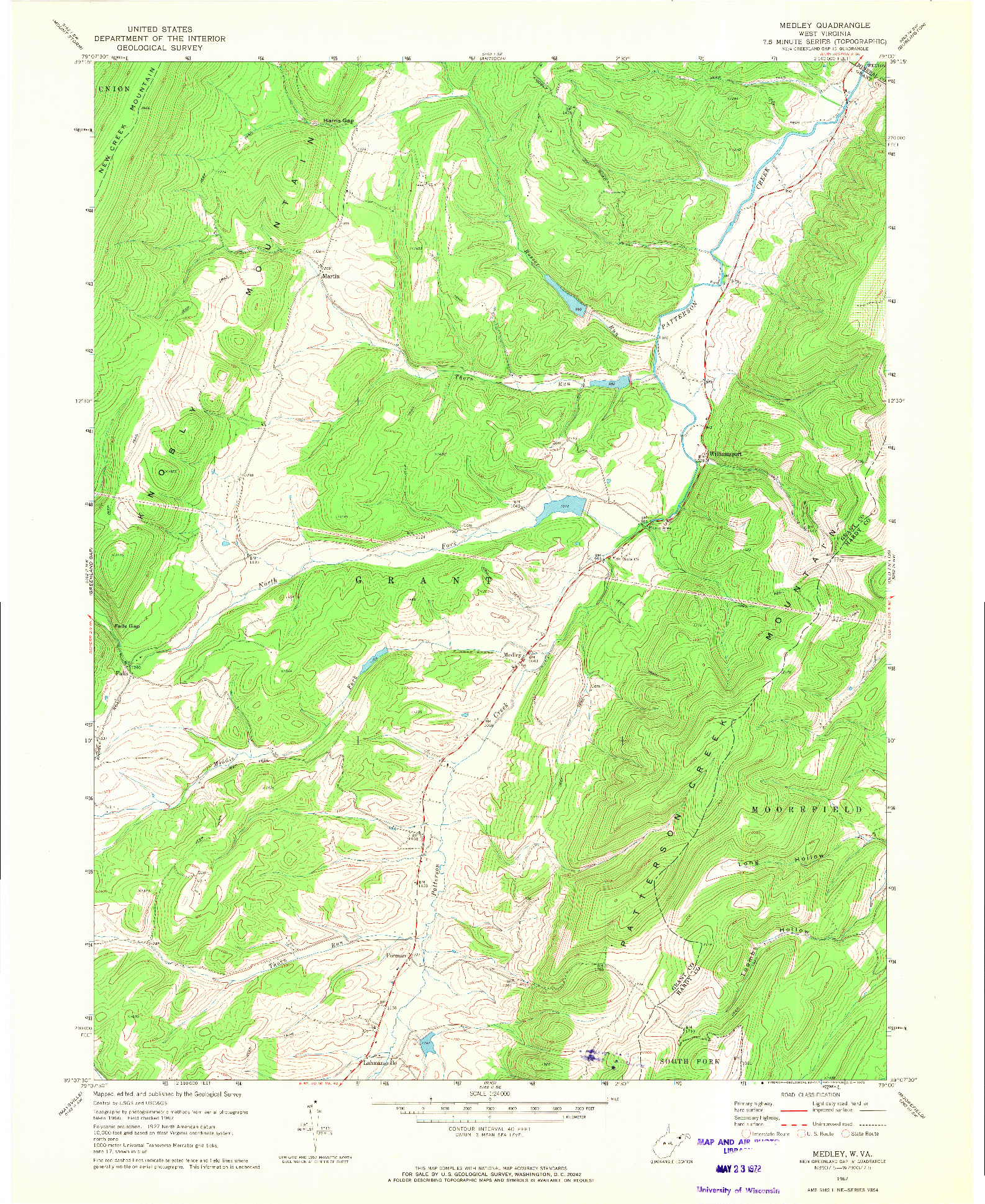 USGS 1:24000-SCALE QUADRANGLE FOR MEDLEY, WV 1967
