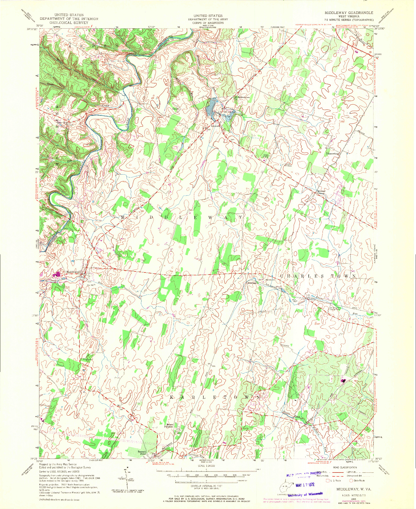 USGS 1:24000-SCALE QUADRANGLE FOR MIDDLEWAY, WV 1955