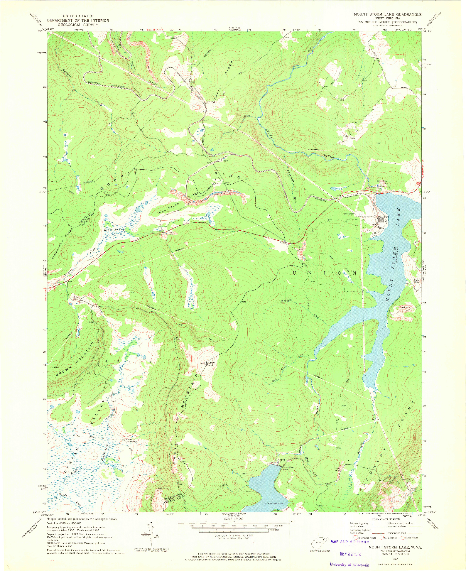 USGS 1:24000-SCALE QUADRANGLE FOR MOUNT STORM LAKE, WV 1967