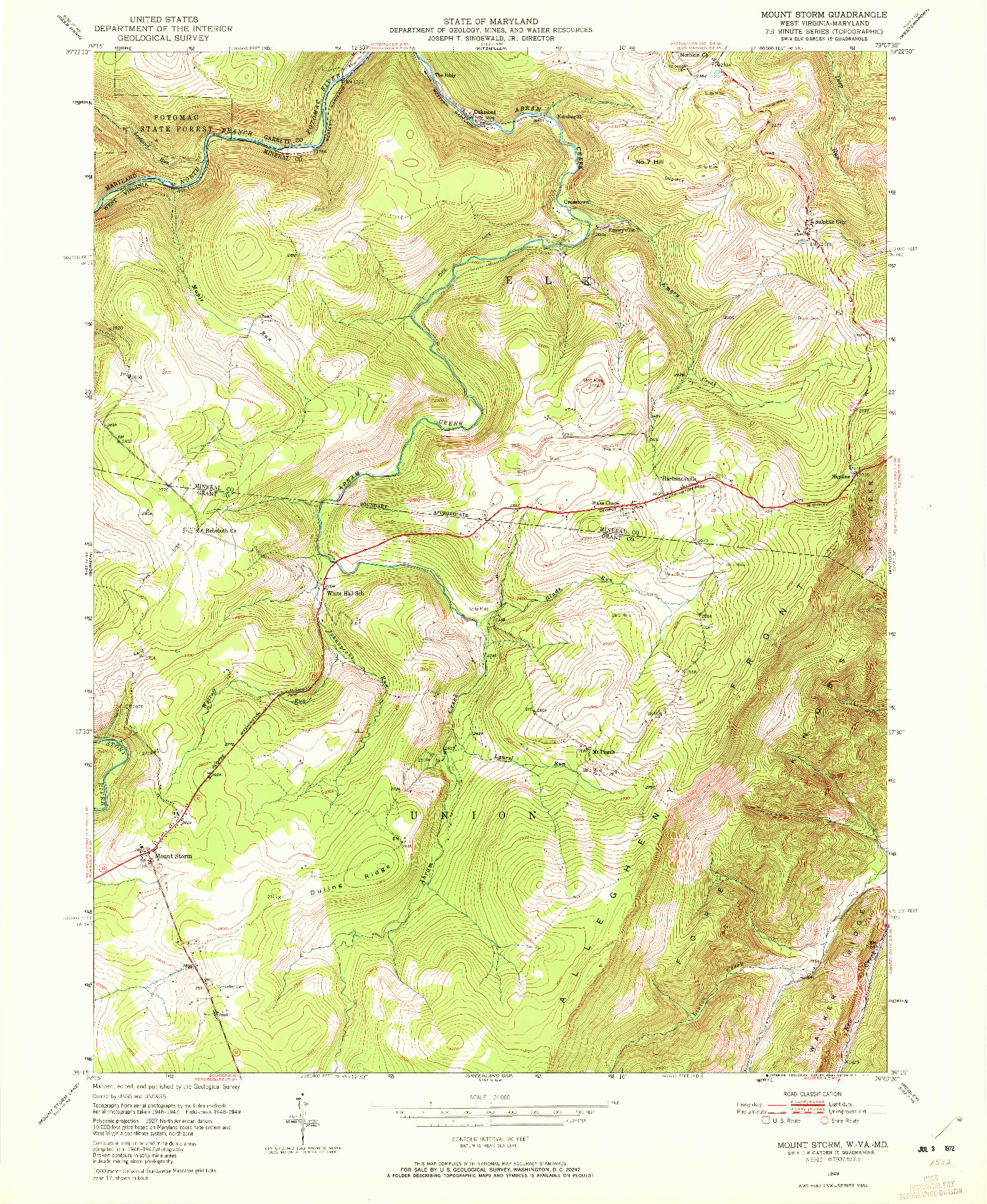 USGS 1:24000-SCALE QUADRANGLE FOR MOUNT STORM, WV 1949
