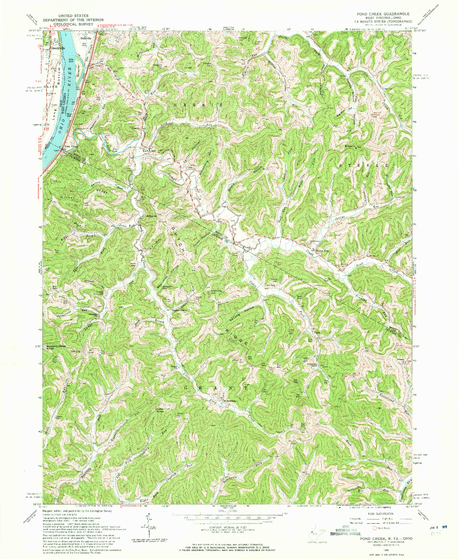USGS 1:24000-SCALE QUADRANGLE FOR POND CREEK, WV 1960