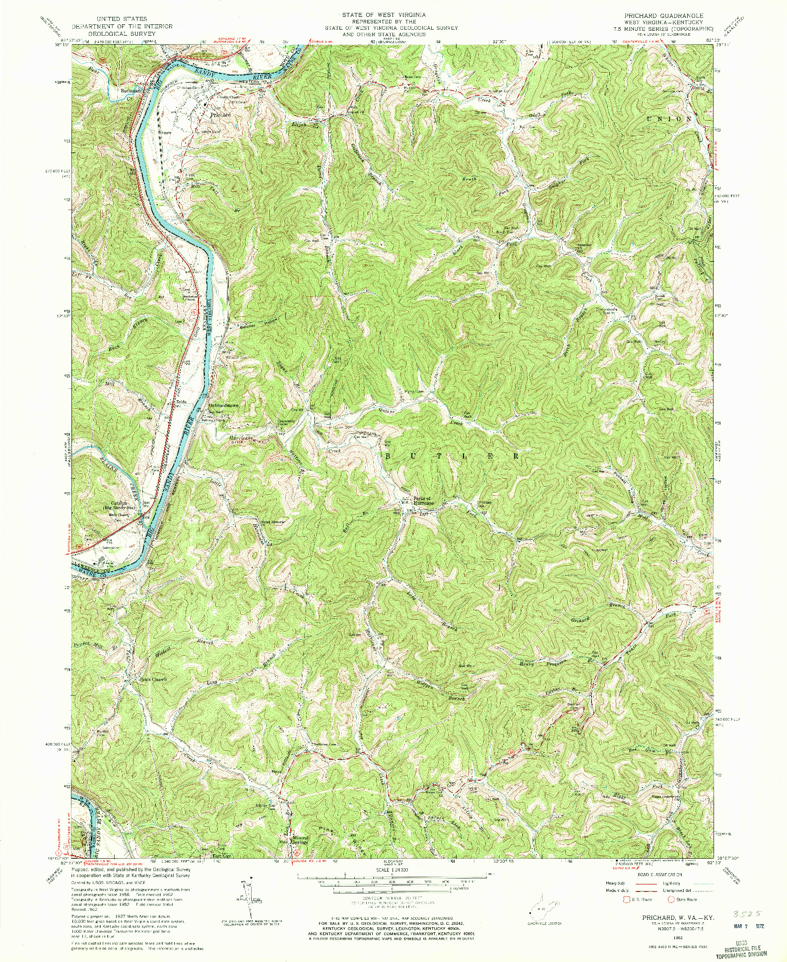 USGS 1:24000-SCALE QUADRANGLE FOR PRICHARD, WV 1962