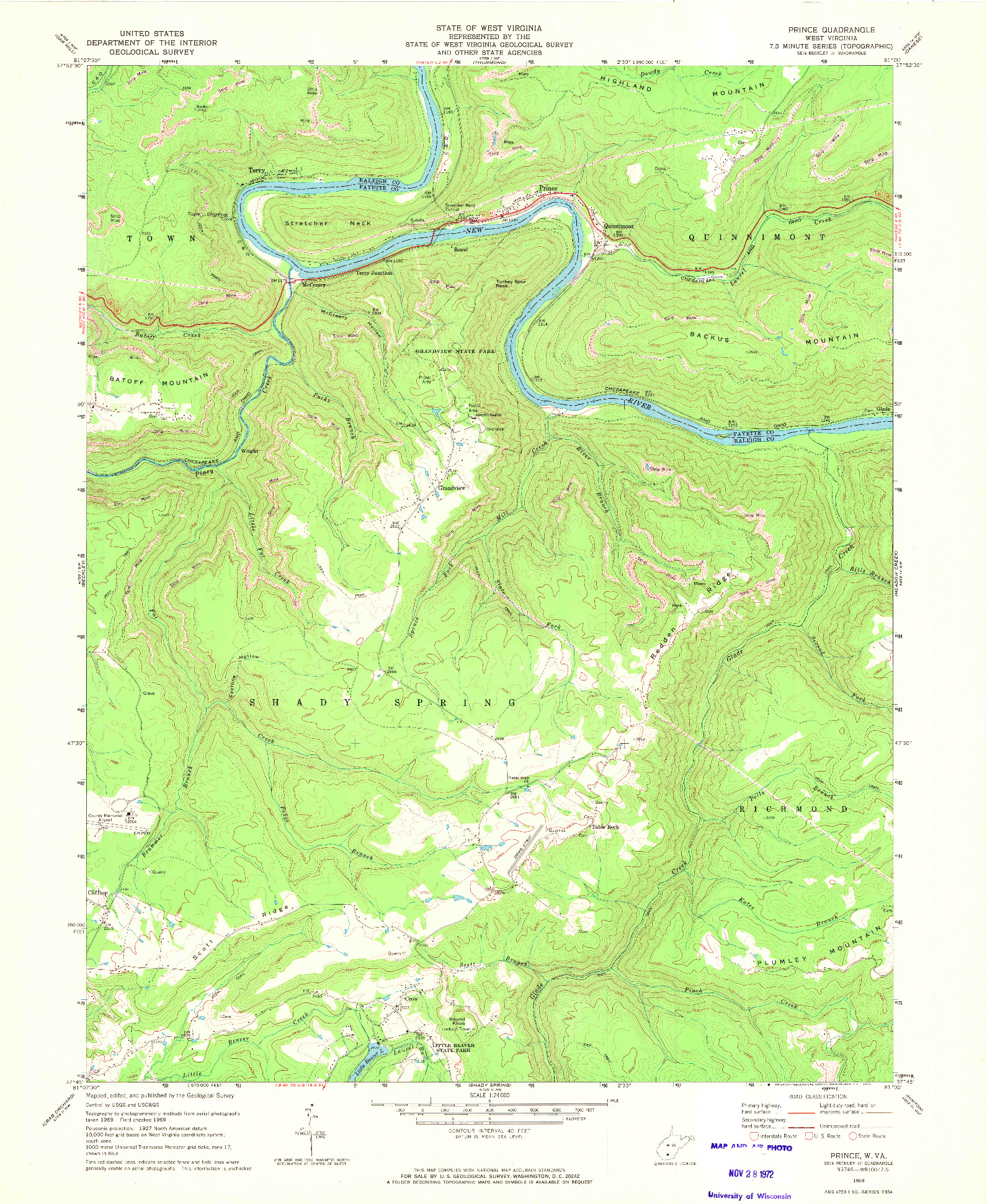 USGS 1:24000-SCALE QUADRANGLE FOR PRINCE, WV 1969