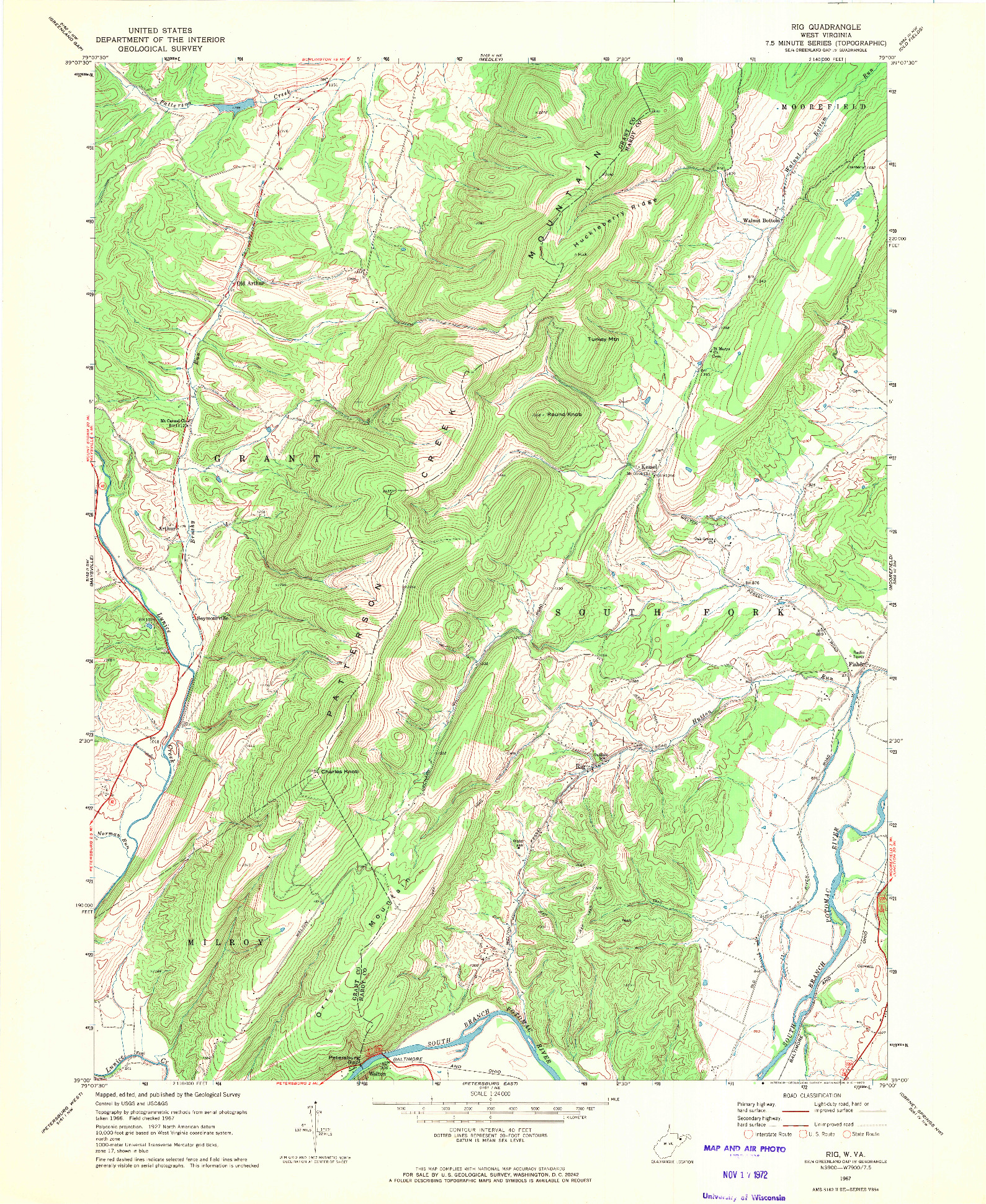 USGS 1:24000-SCALE QUADRANGLE FOR RIG, WV 1967