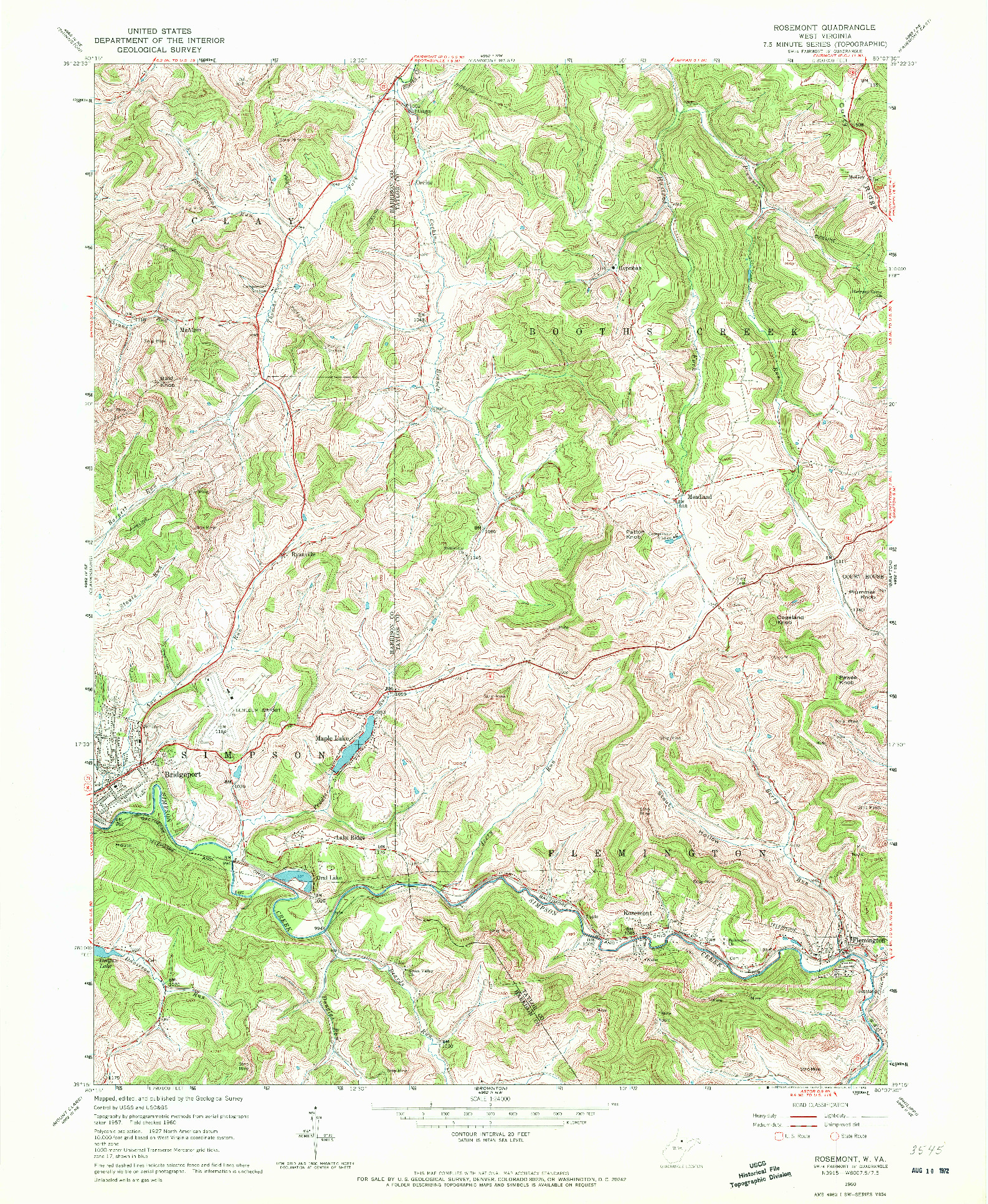 USGS 1:24000-SCALE QUADRANGLE FOR ROSEMONT, WV 1960