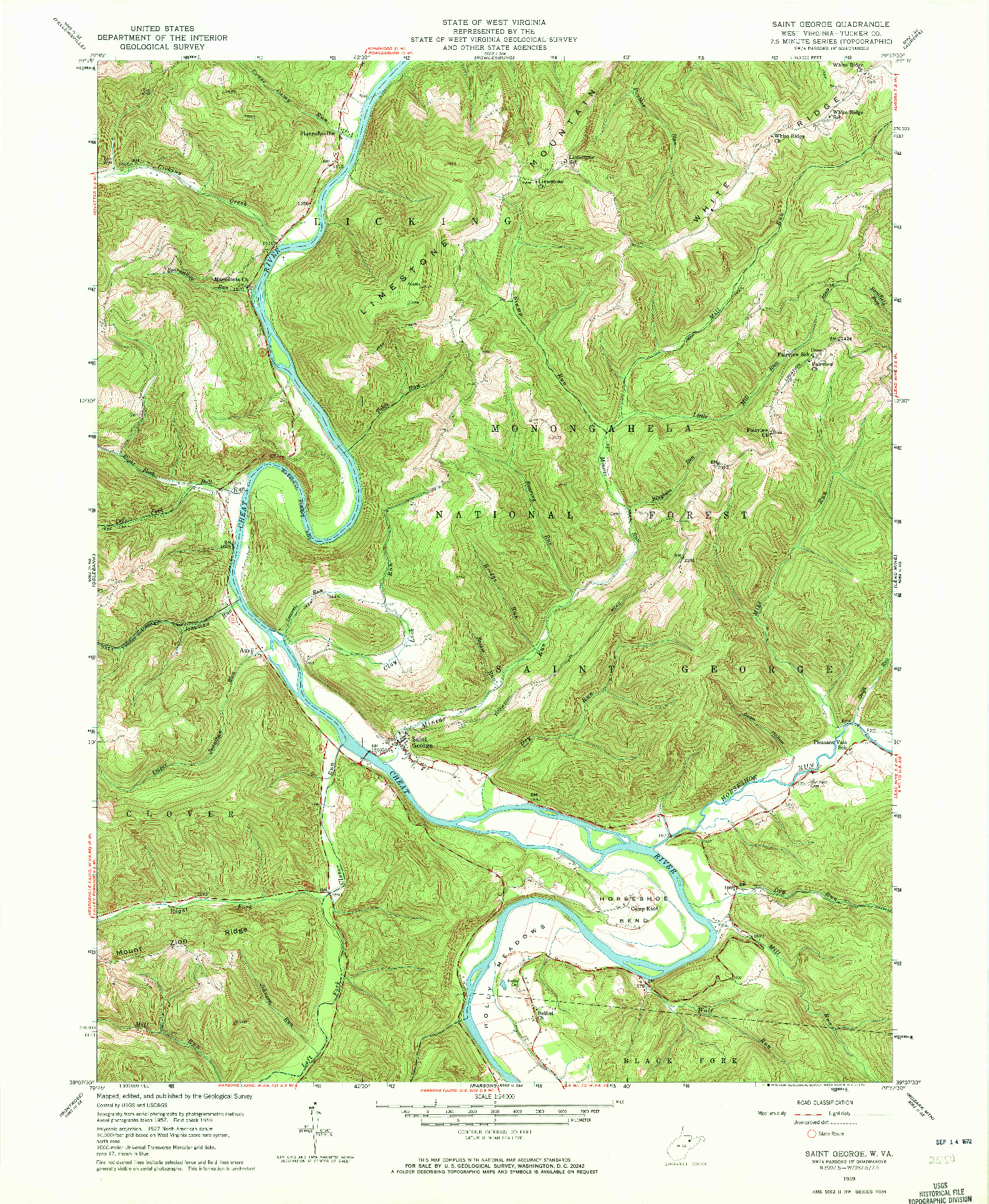 USGS 1:24000-SCALE QUADRANGLE FOR SAINT GEORGE, WV 1959