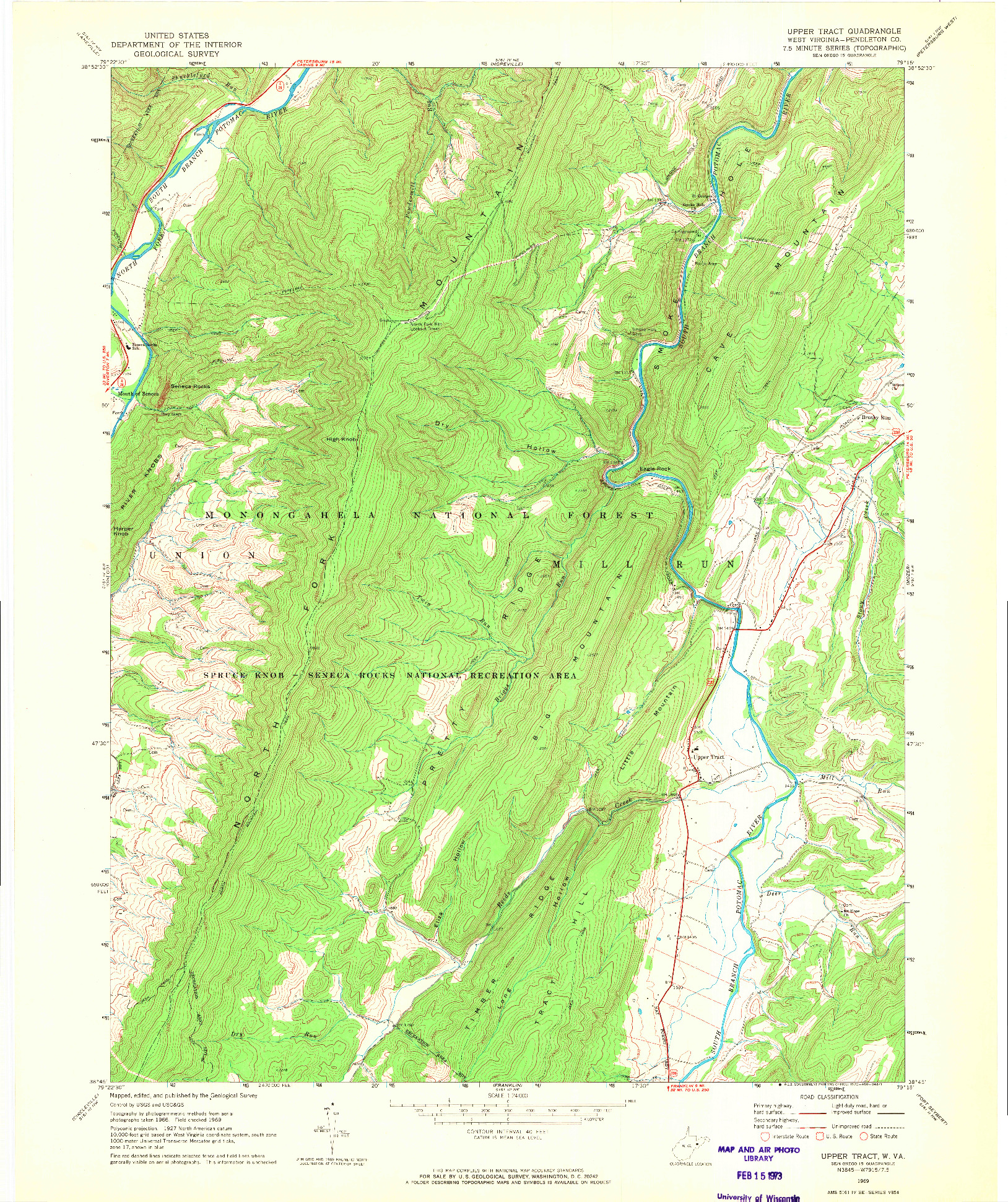 USGS 1:24000-SCALE QUADRANGLE FOR UPPER TRACT, WV 1969