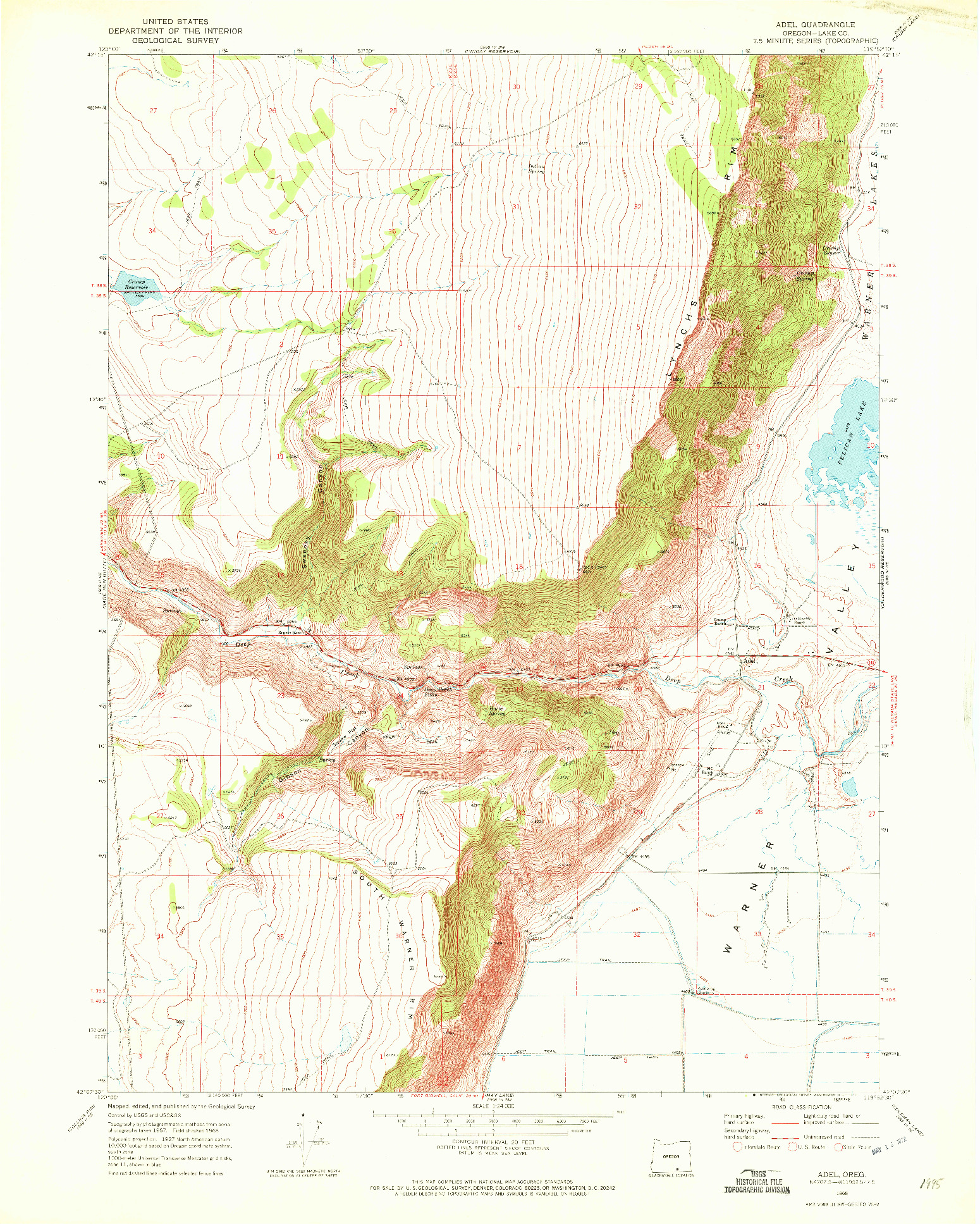 USGS 1:24000-SCALE QUADRANGLE FOR ADEL, OR 1968