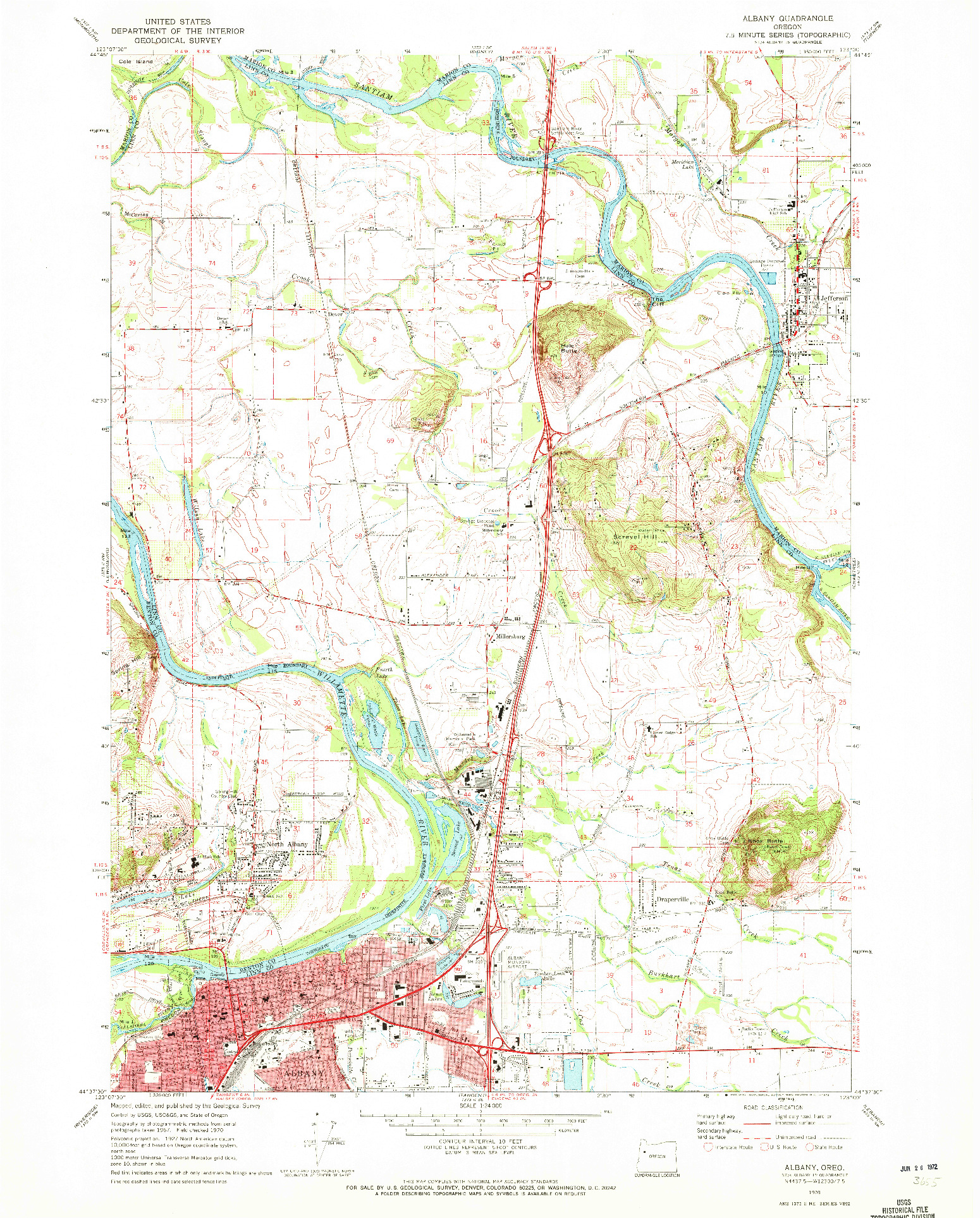 USGS 1:24000-SCALE QUADRANGLE FOR ALBANY, OR 1970