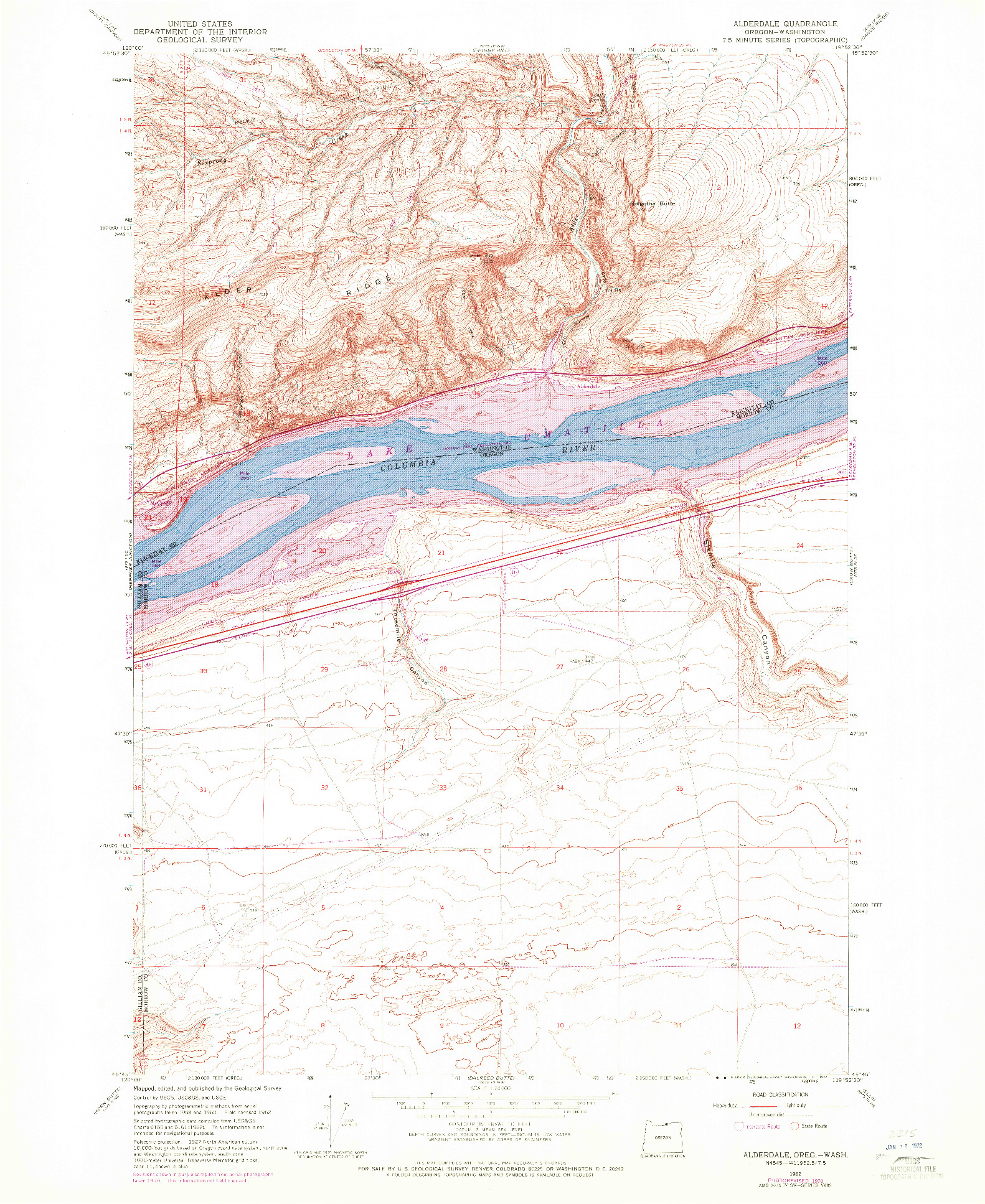 USGS 1:24000-SCALE QUADRANGLE FOR ALDERDALE, OR 1970