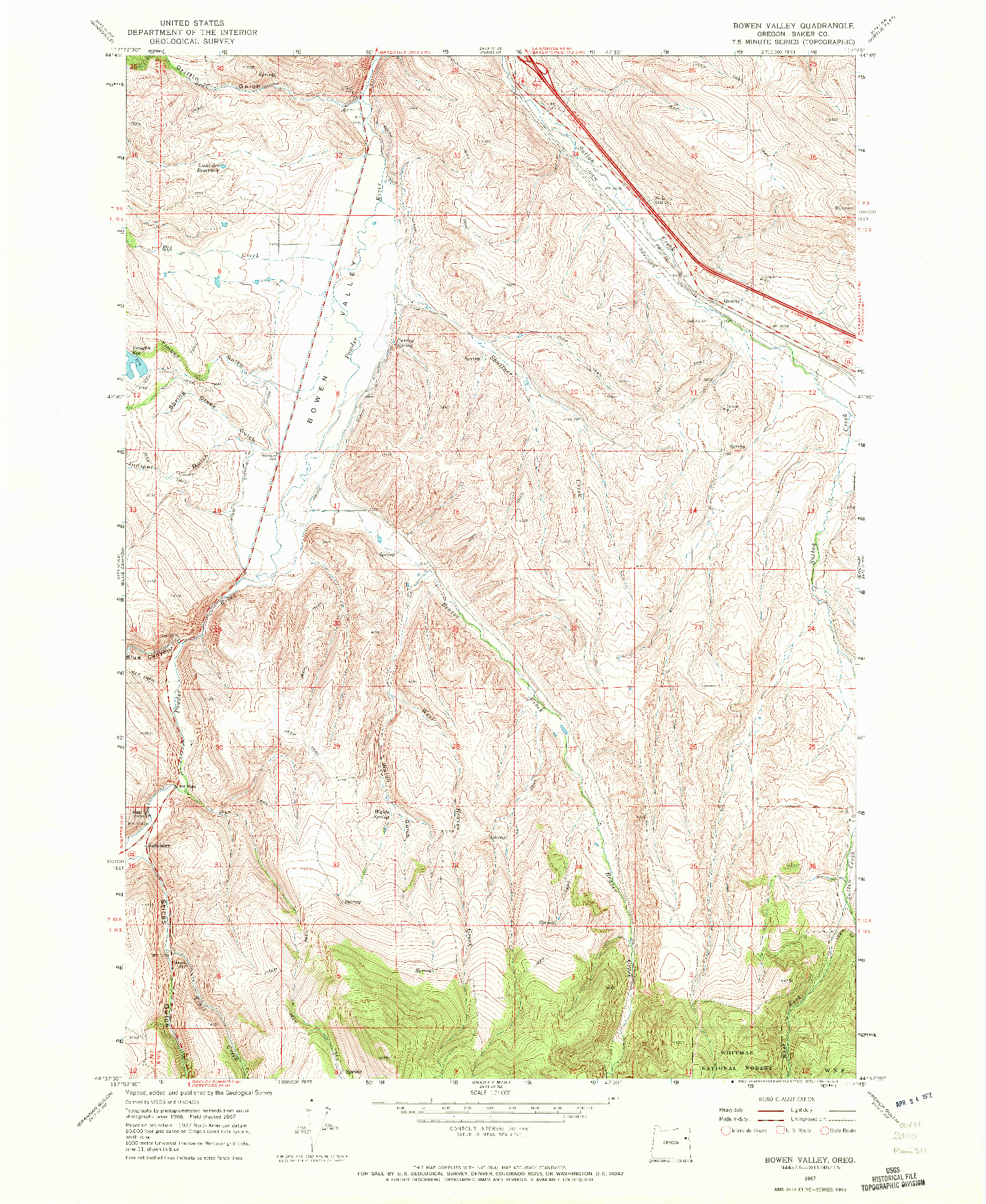 USGS 1:24000-SCALE QUADRANGLE FOR BOWEN VALLEY, OR 1967