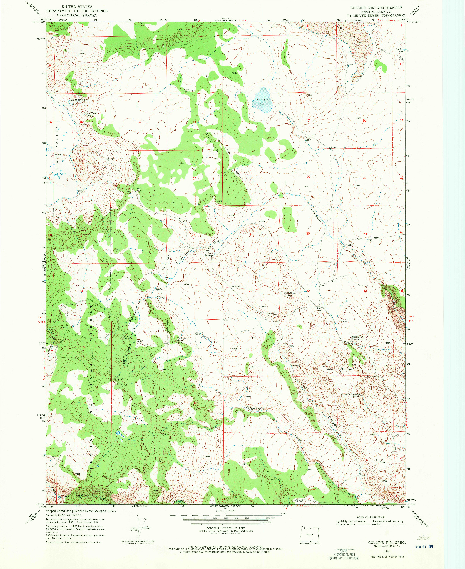 USGS 1:24000-SCALE QUADRANGLE FOR COLLINS RIM, OR 1968