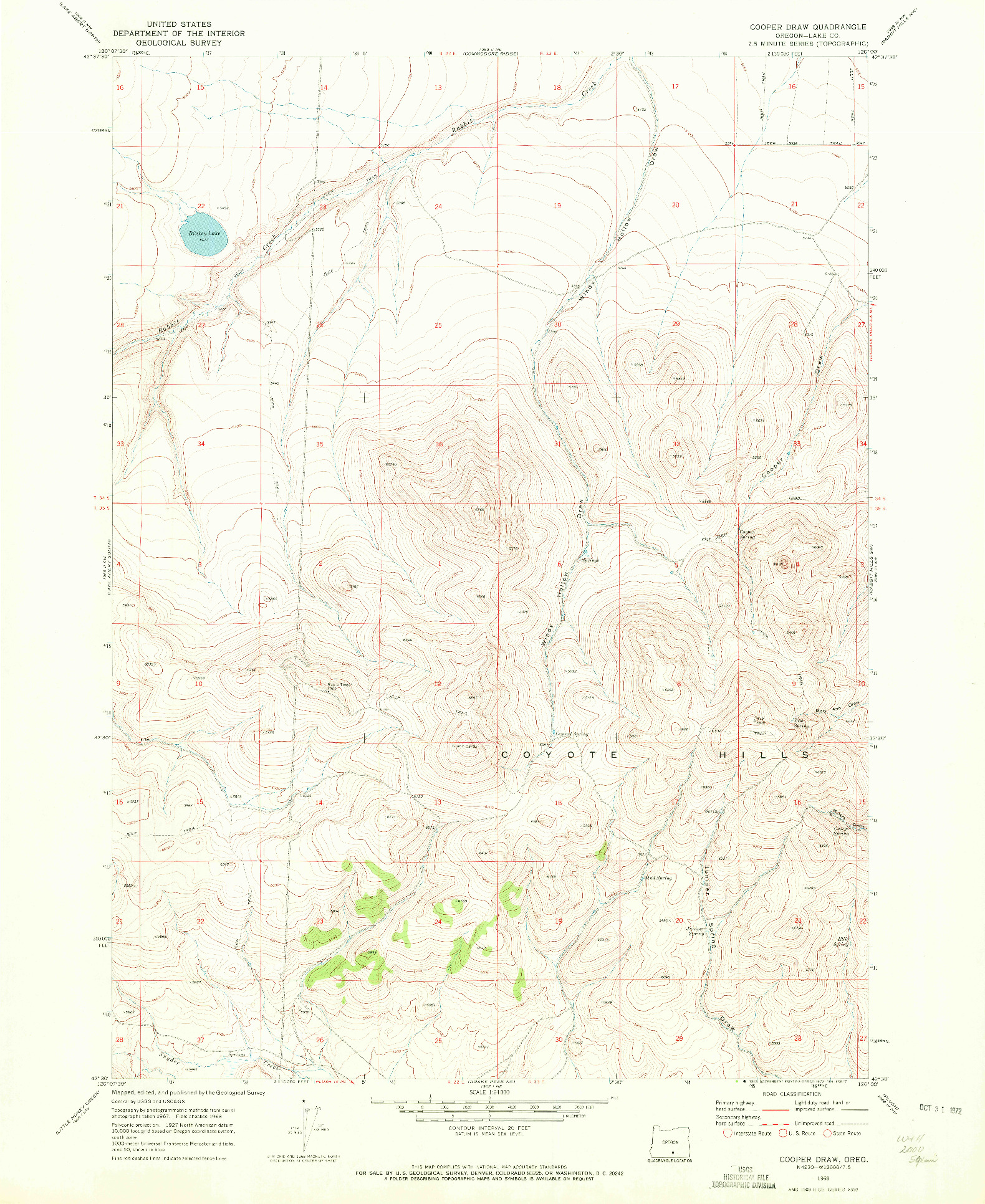 USGS 1:24000-SCALE QUADRANGLE FOR COOPER DRAW, OR 1968