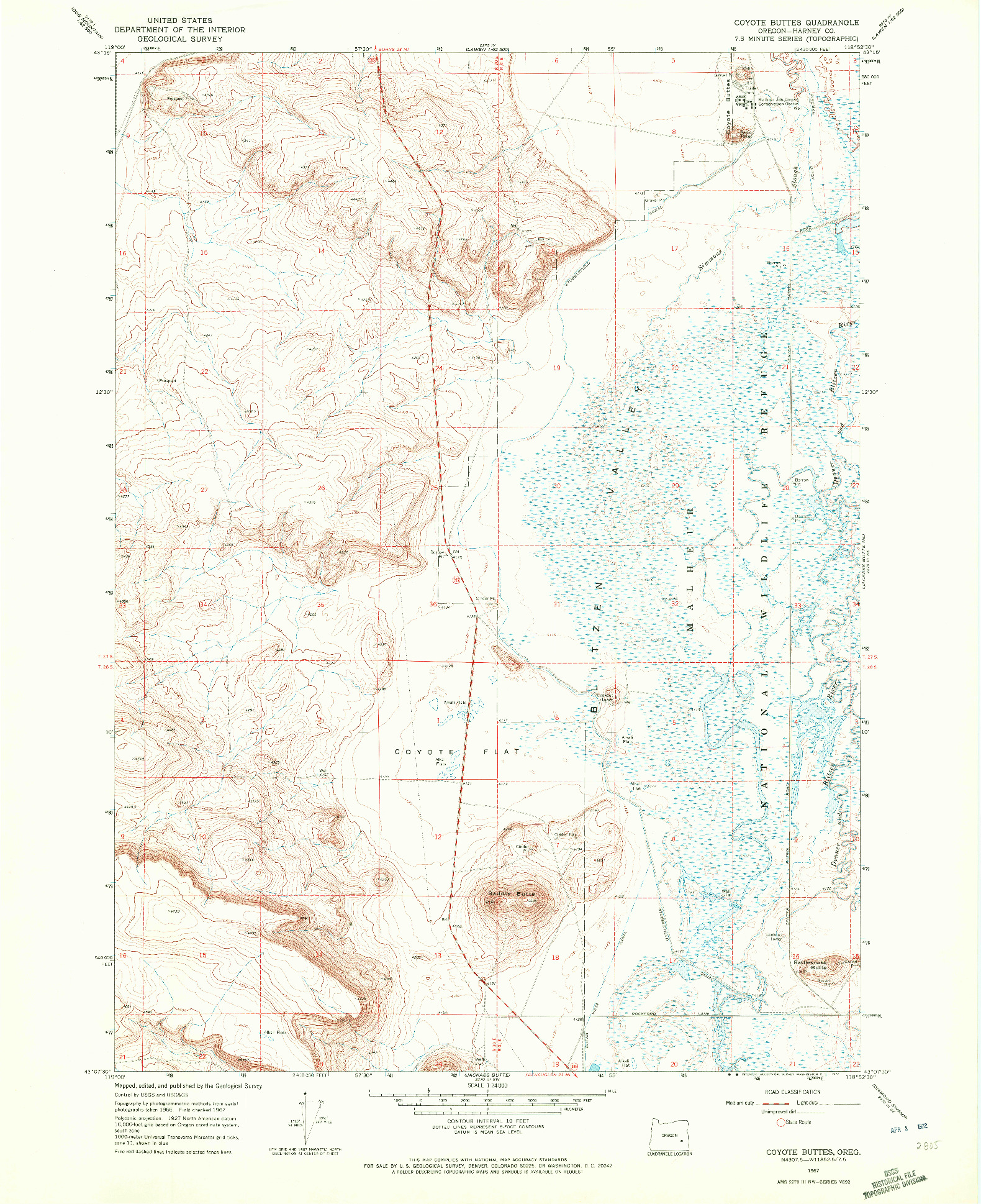 USGS 1:24000-SCALE QUADRANGLE FOR COYOTE BUTTES, OR 1967