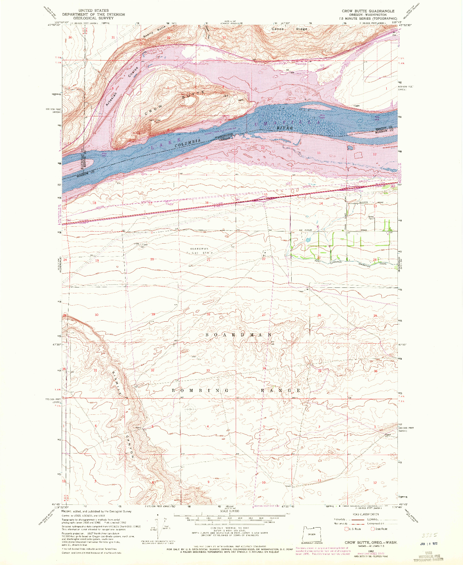 USGS 1:24000-SCALE QUADRANGLE FOR CROW BUTTE, OR 1962