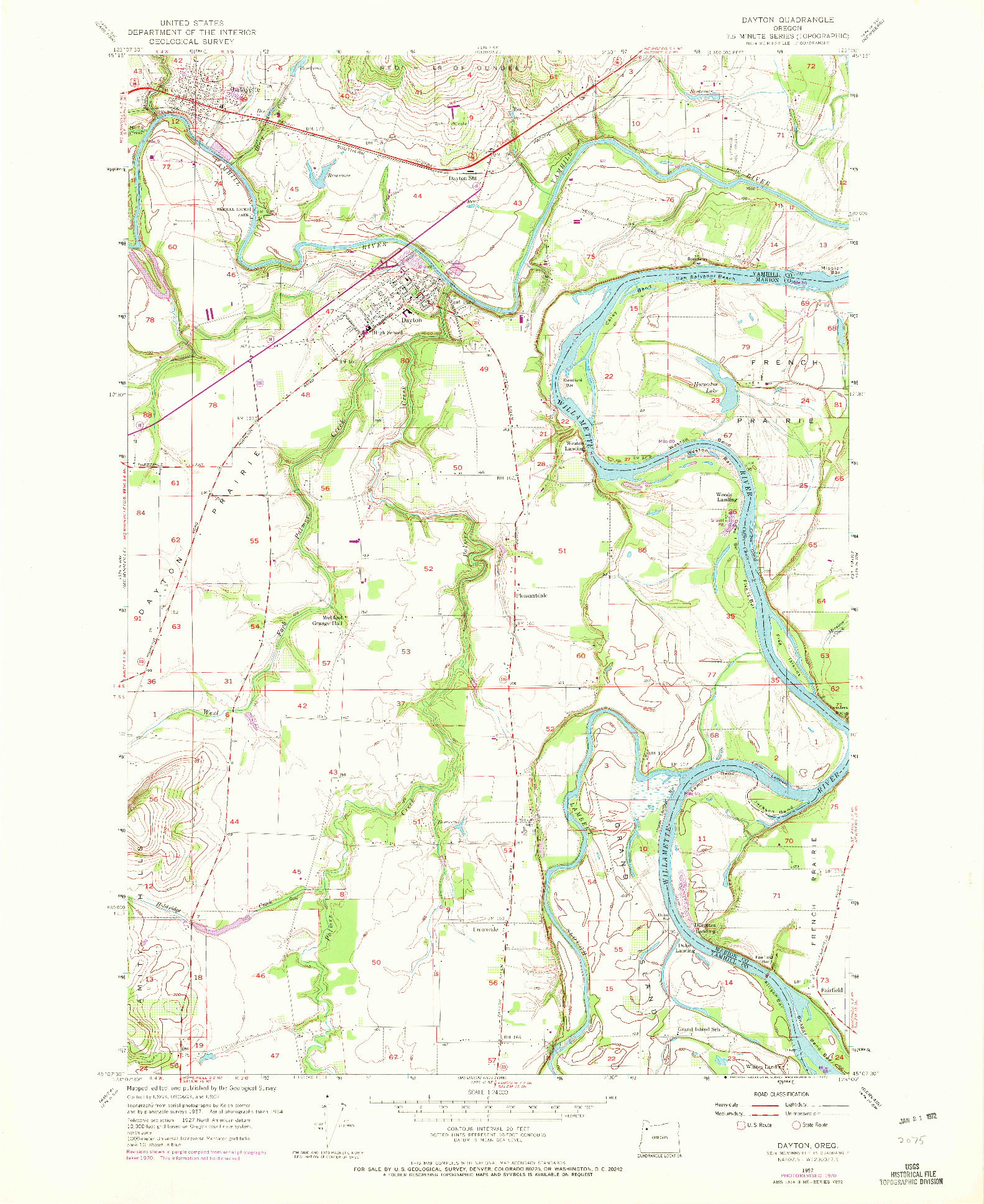 USGS 1:24000-SCALE QUADRANGLE FOR DAYTON, OR 1957