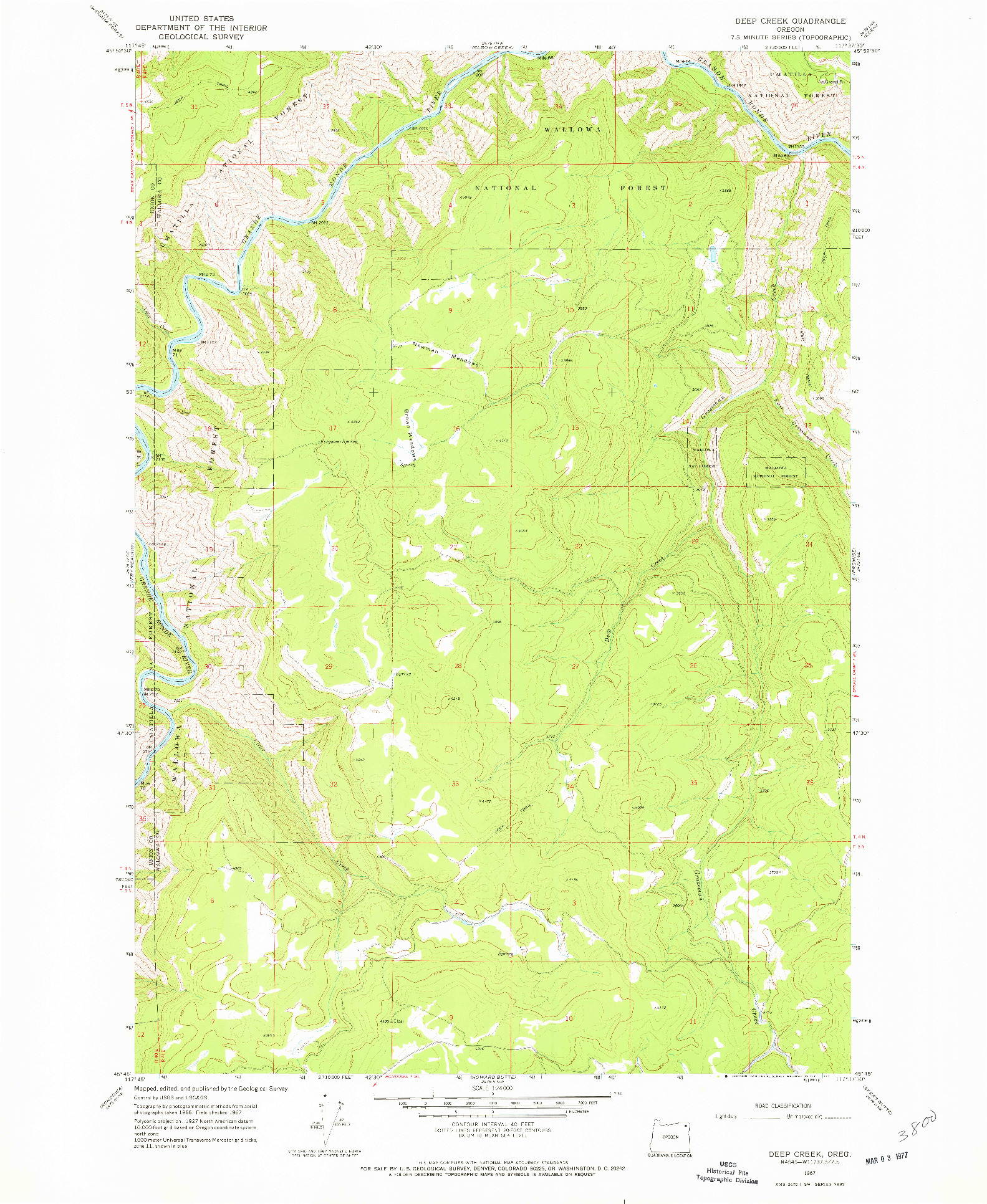 USGS 1:24000-SCALE QUADRANGLE FOR DEEP CREEK, OR 1967