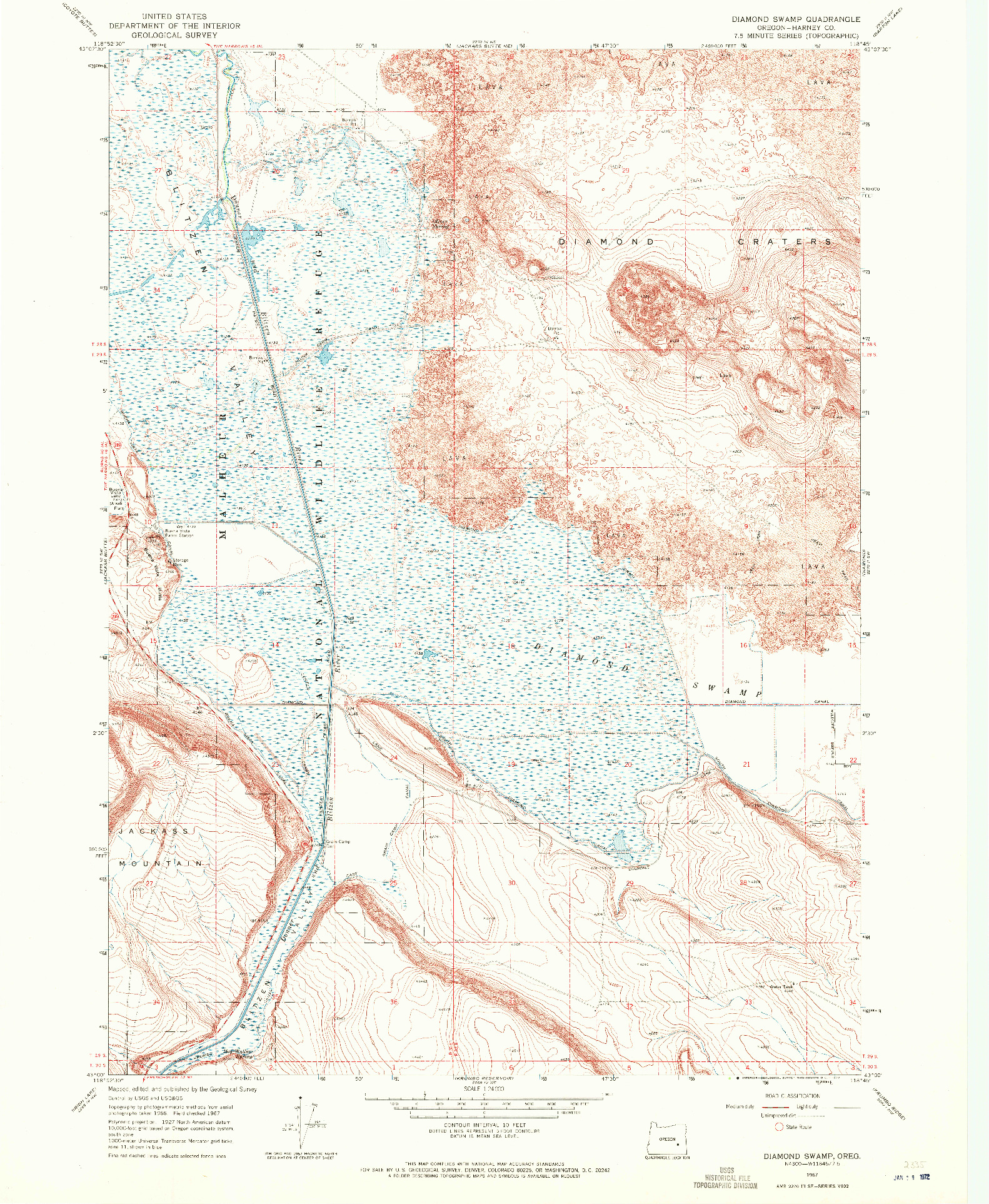 USGS 1:24000-SCALE QUADRANGLE FOR DIAMOND SWAMP, OR 1967