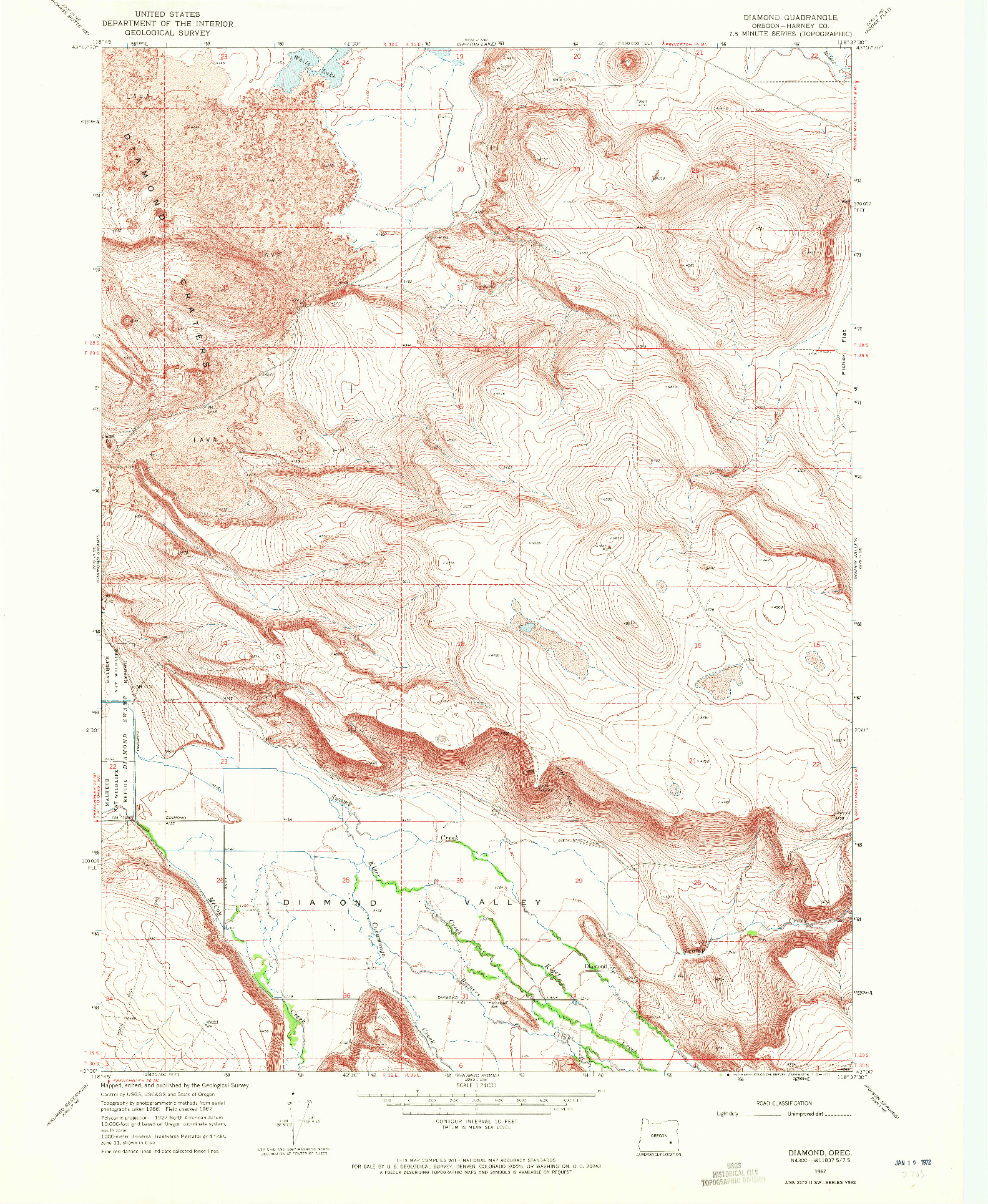 USGS 1:24000-SCALE QUADRANGLE FOR DIAMOND, OR 1967