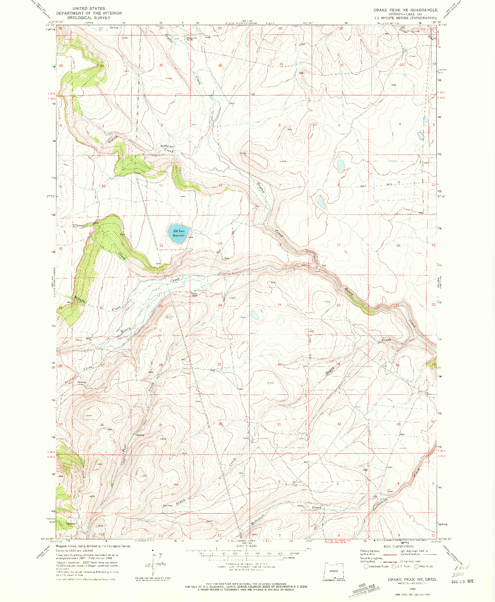 USGS 1:24000-SCALE QUADRANGLE FOR DRAKE PEAK NE, OR 1968