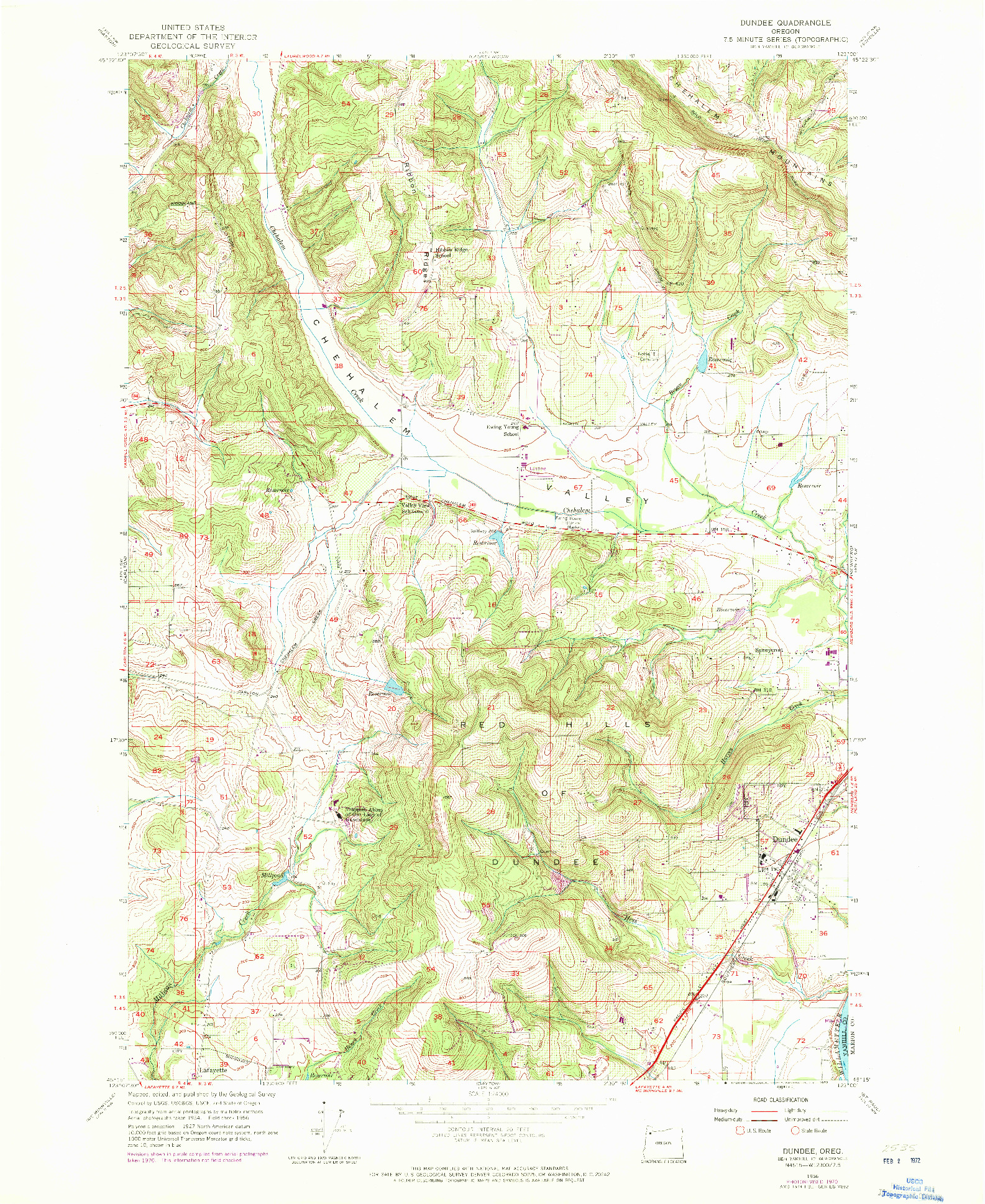 USGS 1:24000-SCALE QUADRANGLE FOR DUNDEE, OR 1956