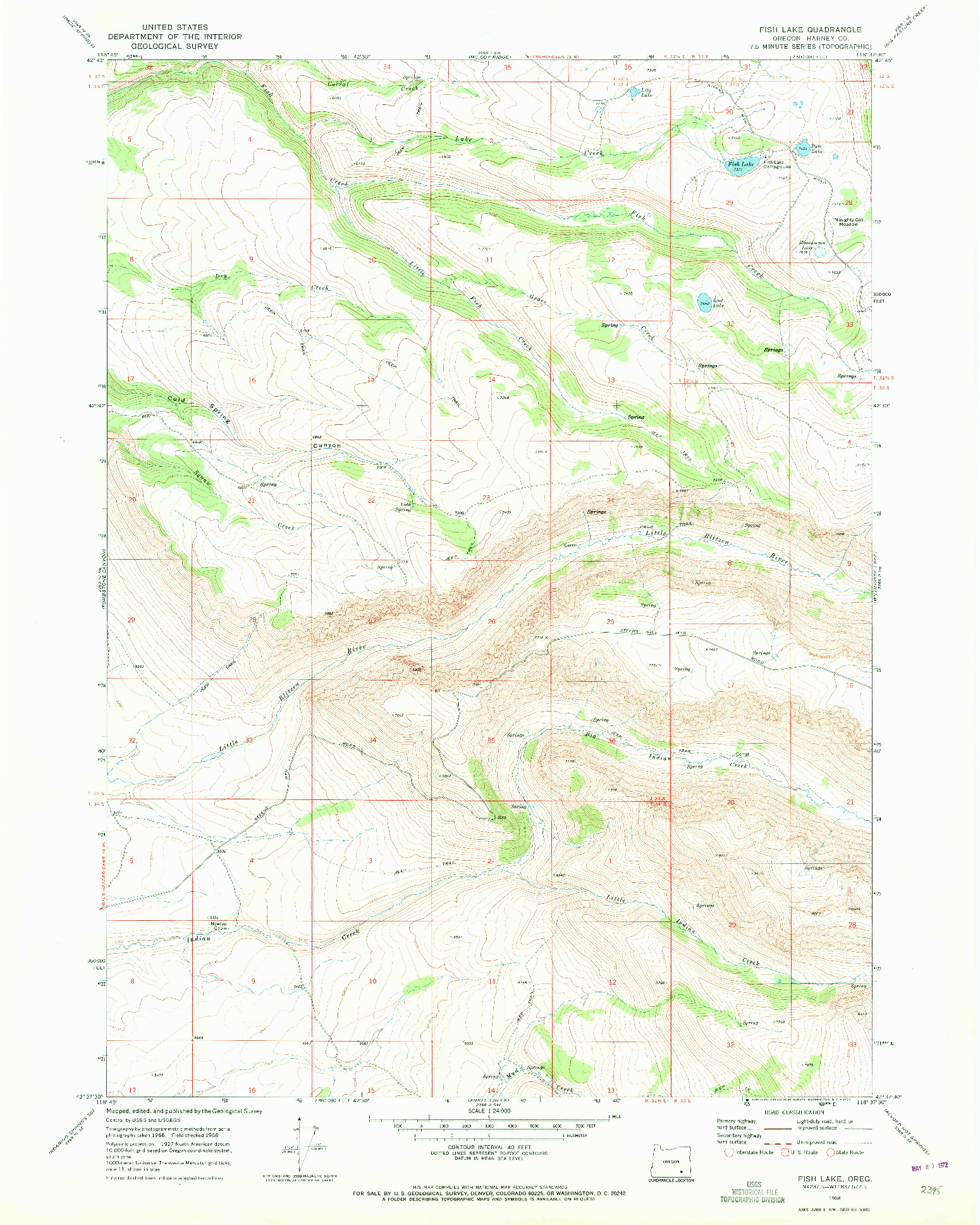 USGS 1:24000-SCALE QUADRANGLE FOR FISH LAKE, OR 1968