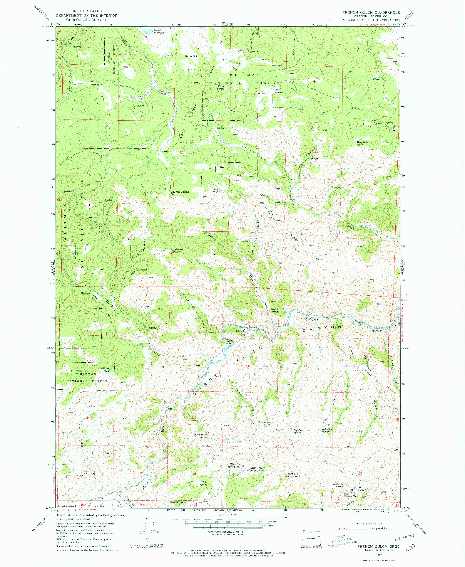 USGS 1:24000-SCALE QUADRANGLE FOR FRENCH GULCH, OR 1967