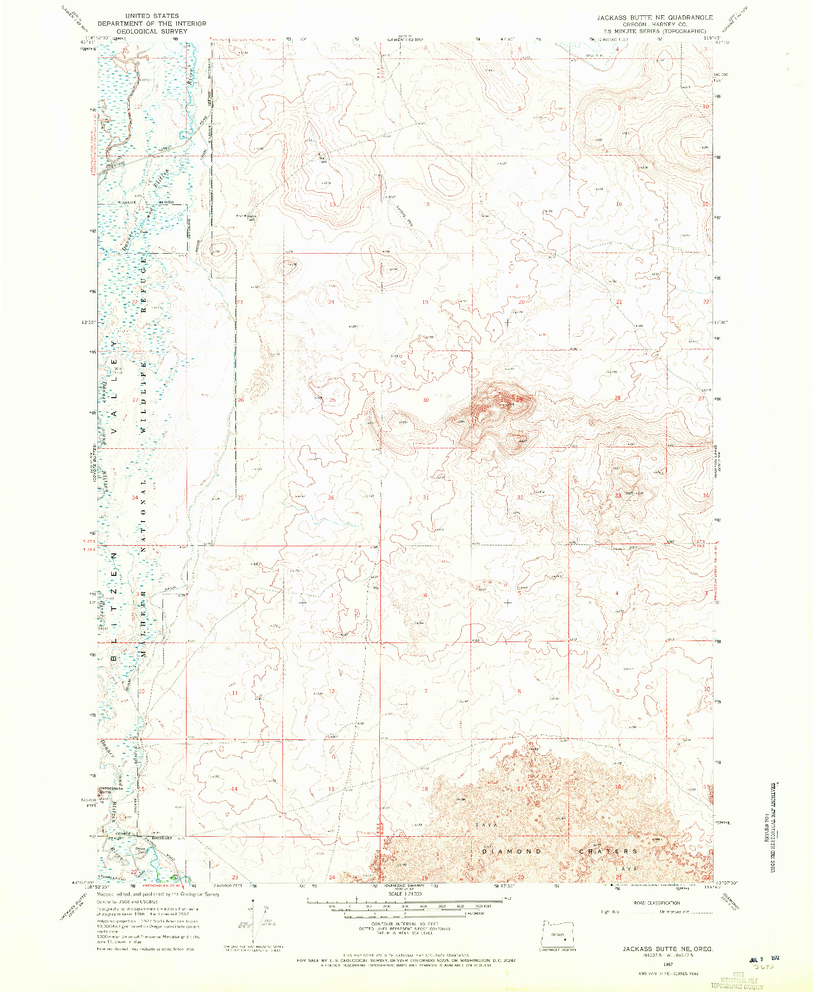 USGS 1:24000-SCALE QUADRANGLE FOR JACKASS BUTTE NE, OR 1967
