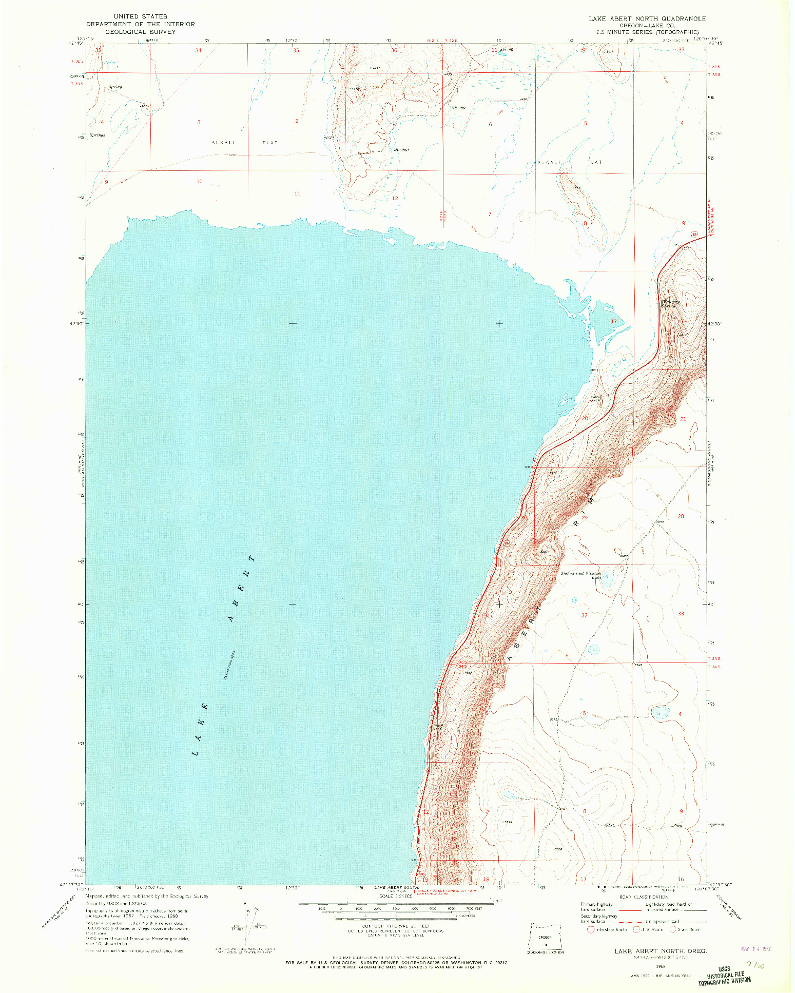 USGS 1:24000-SCALE QUADRANGLE FOR LAKE ABERT NORTH, OR 1968