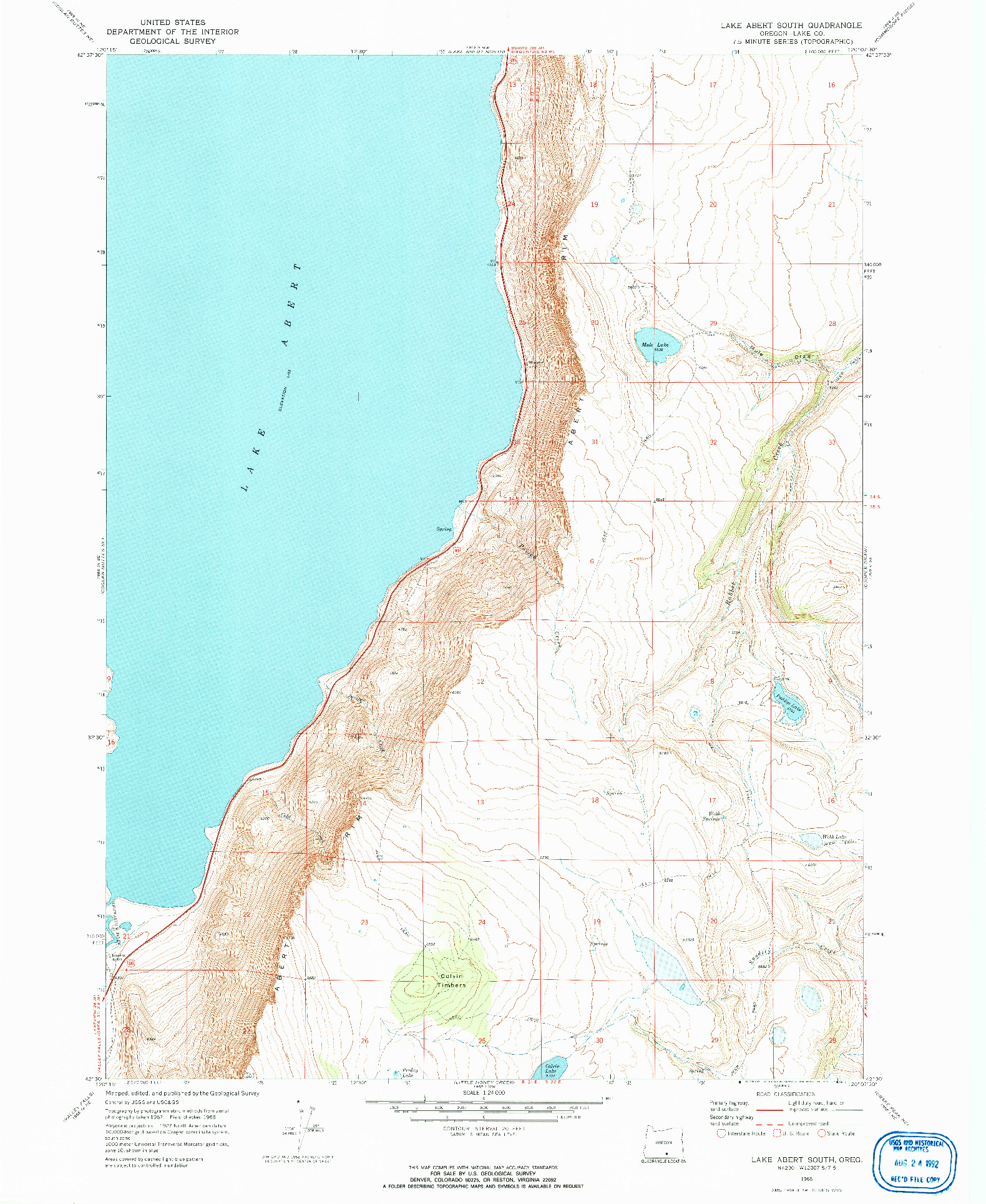 USGS 1:24000-SCALE QUADRANGLE FOR LAKE ABERT SOUTH, OR 1968