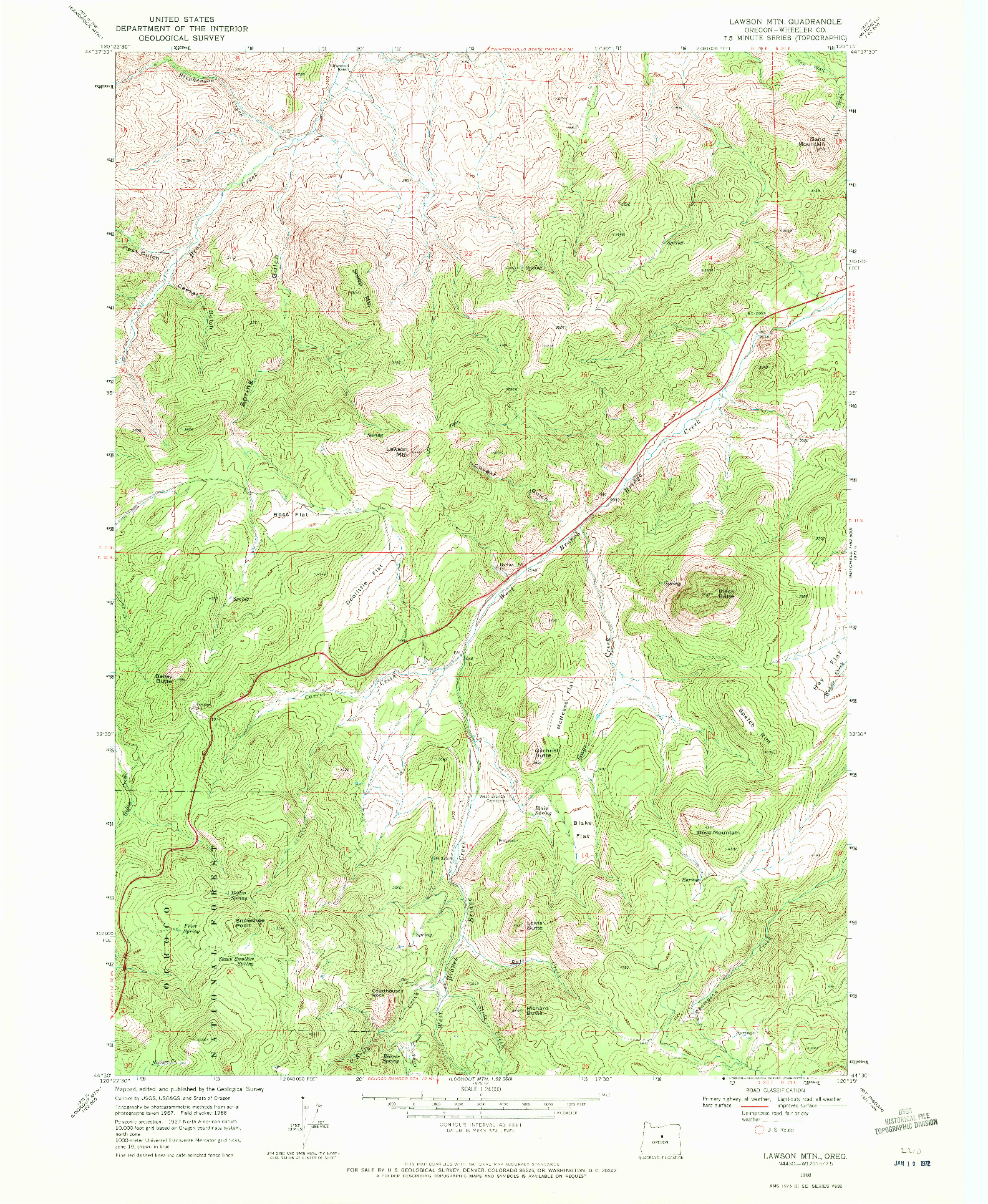 USGS 1:24000-SCALE QUADRANGLE FOR LAWSON MTN, OR 1968