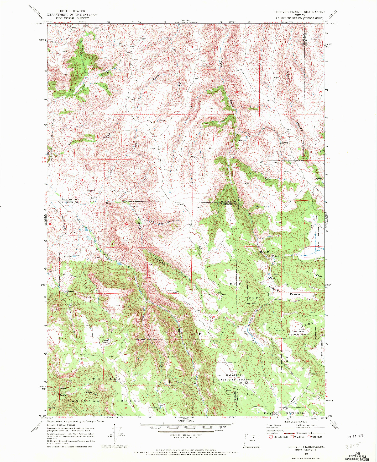 USGS 1:24000-SCALE QUADRANGLE FOR LEFEVRE PRAIRIE, OR 1969