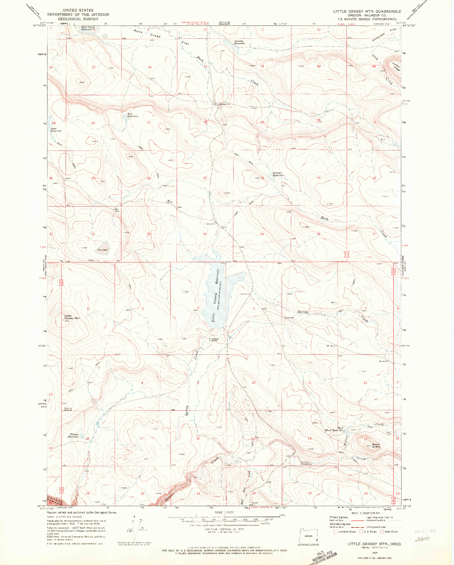 USGS 1:24000-SCALE QUADRANGLE FOR LITTLE GRASSY MOUNTAIN, OR 1969