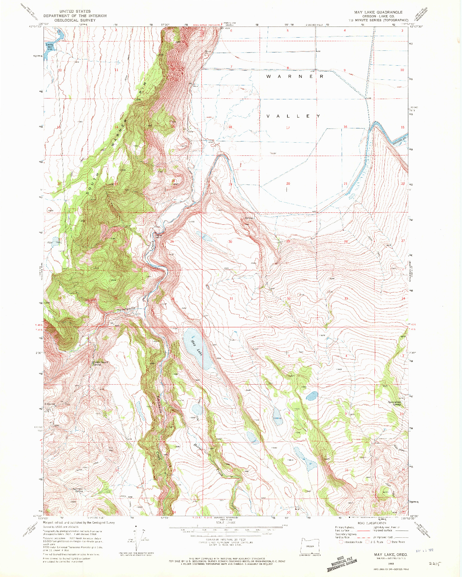 USGS 1:24000-SCALE QUADRANGLE FOR MAY LAKE, OR 1968