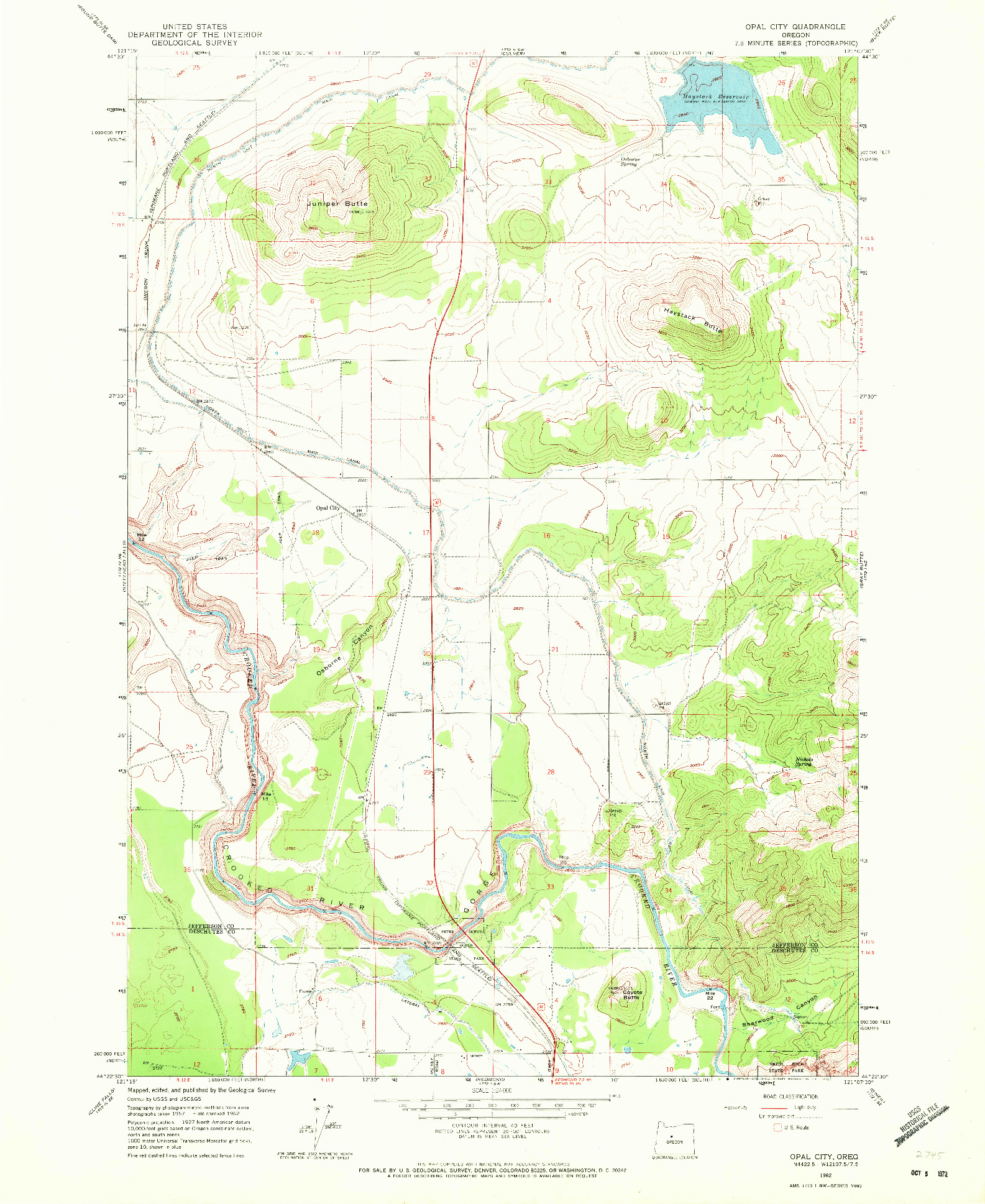 USGS 1:24000-SCALE QUADRANGLE FOR OPAL CITY, OR 1962