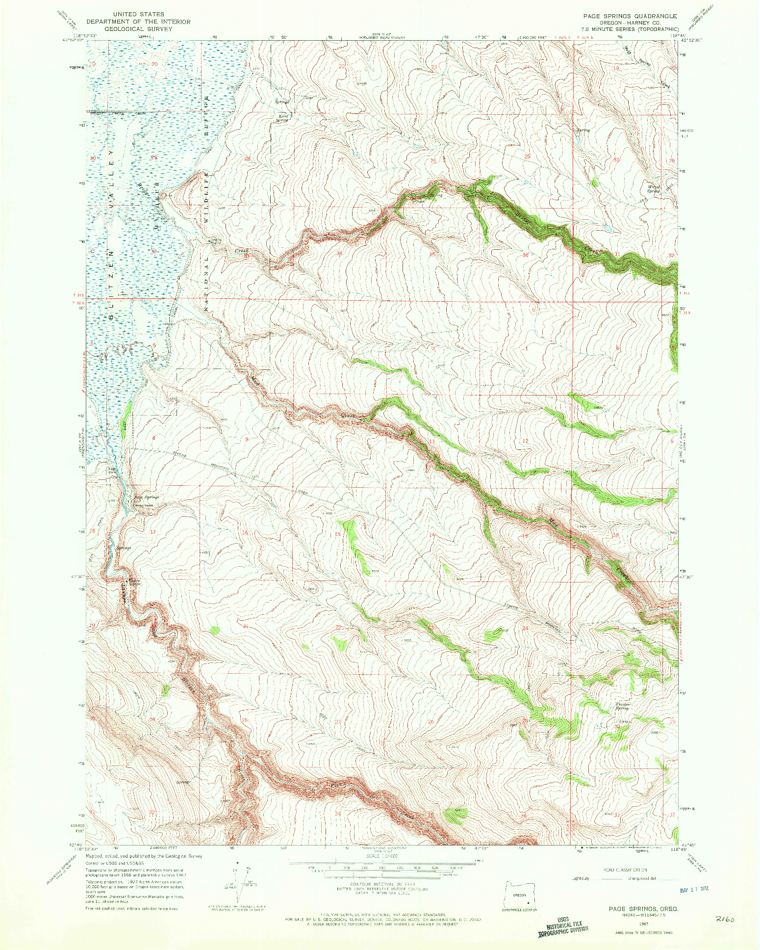 USGS 1:24000-SCALE QUADRANGLE FOR PAGE SPRINGS, OR 1967