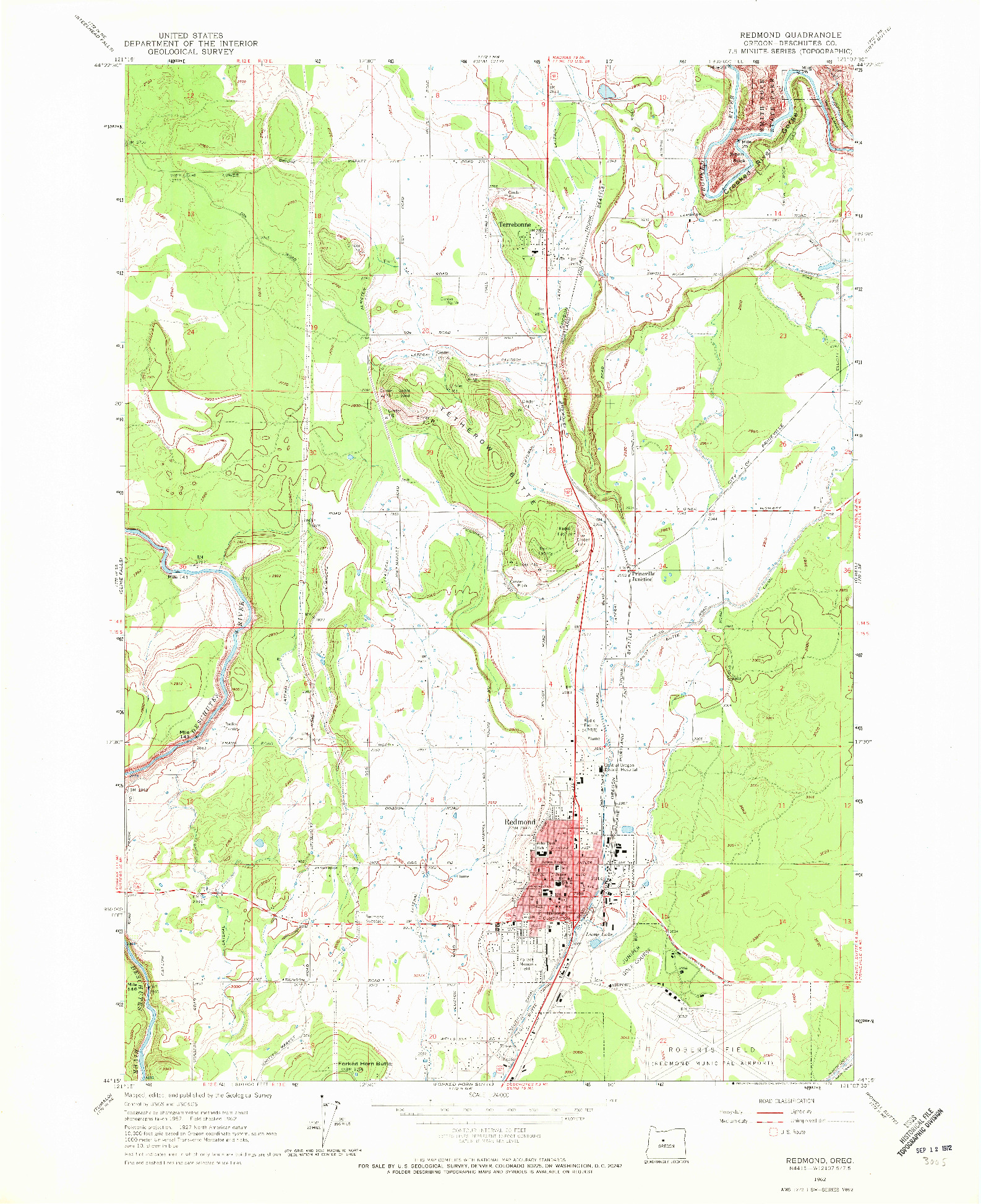 USGS 1:24000-SCALE QUADRANGLE FOR REDMOND, OR 1962