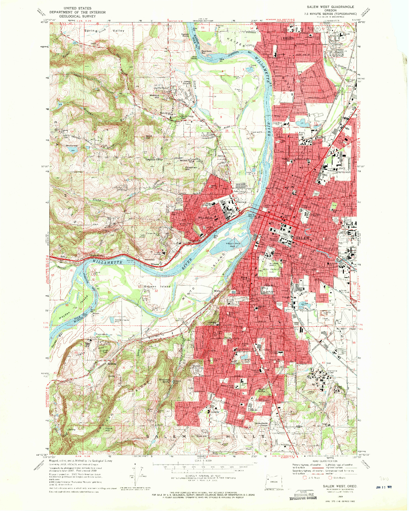 USGS 1:24000-SCALE QUADRANGLE FOR SALEM WEST, OR 1969