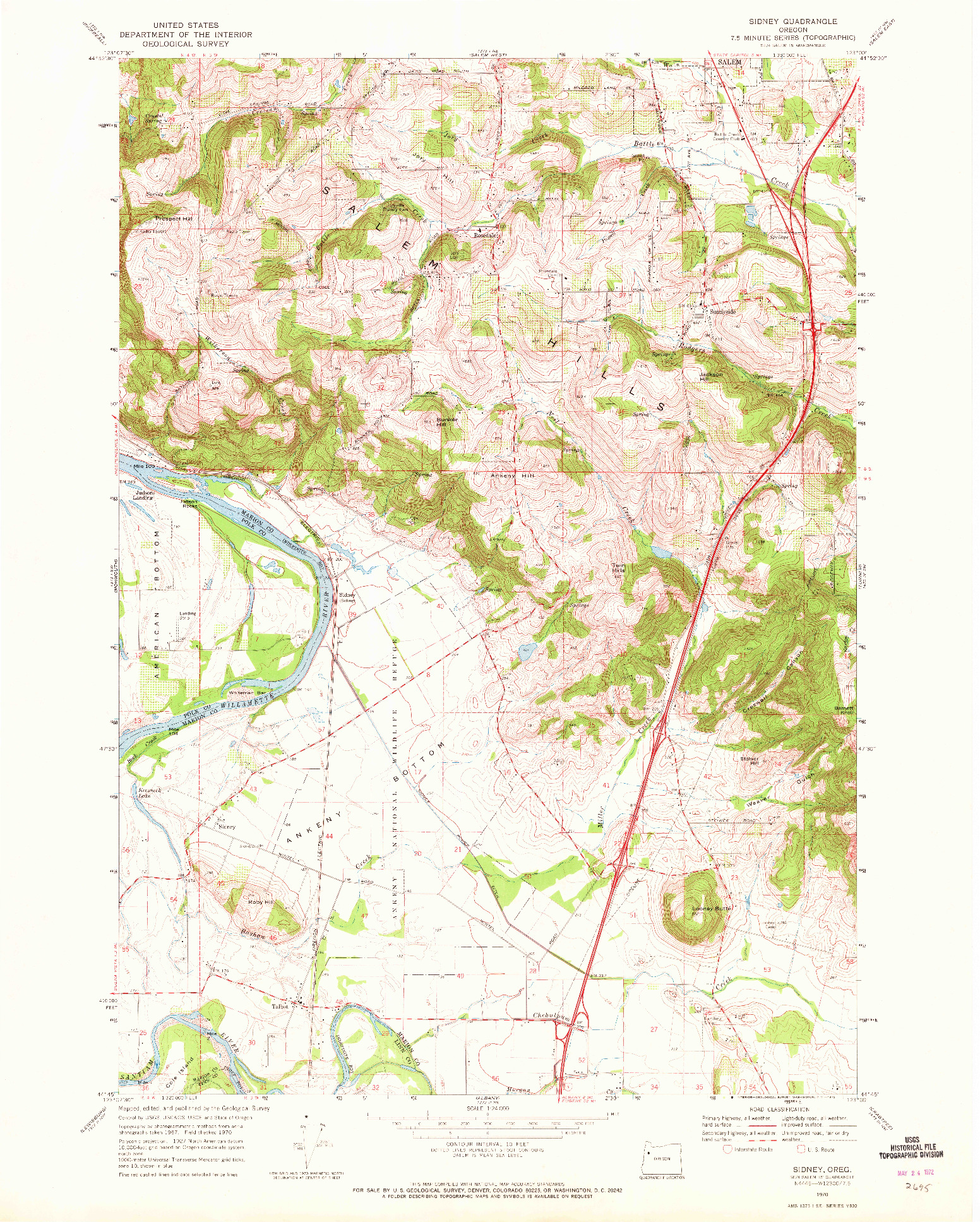 USGS 1:24000-SCALE QUADRANGLE FOR SIDNEY, OR 1970