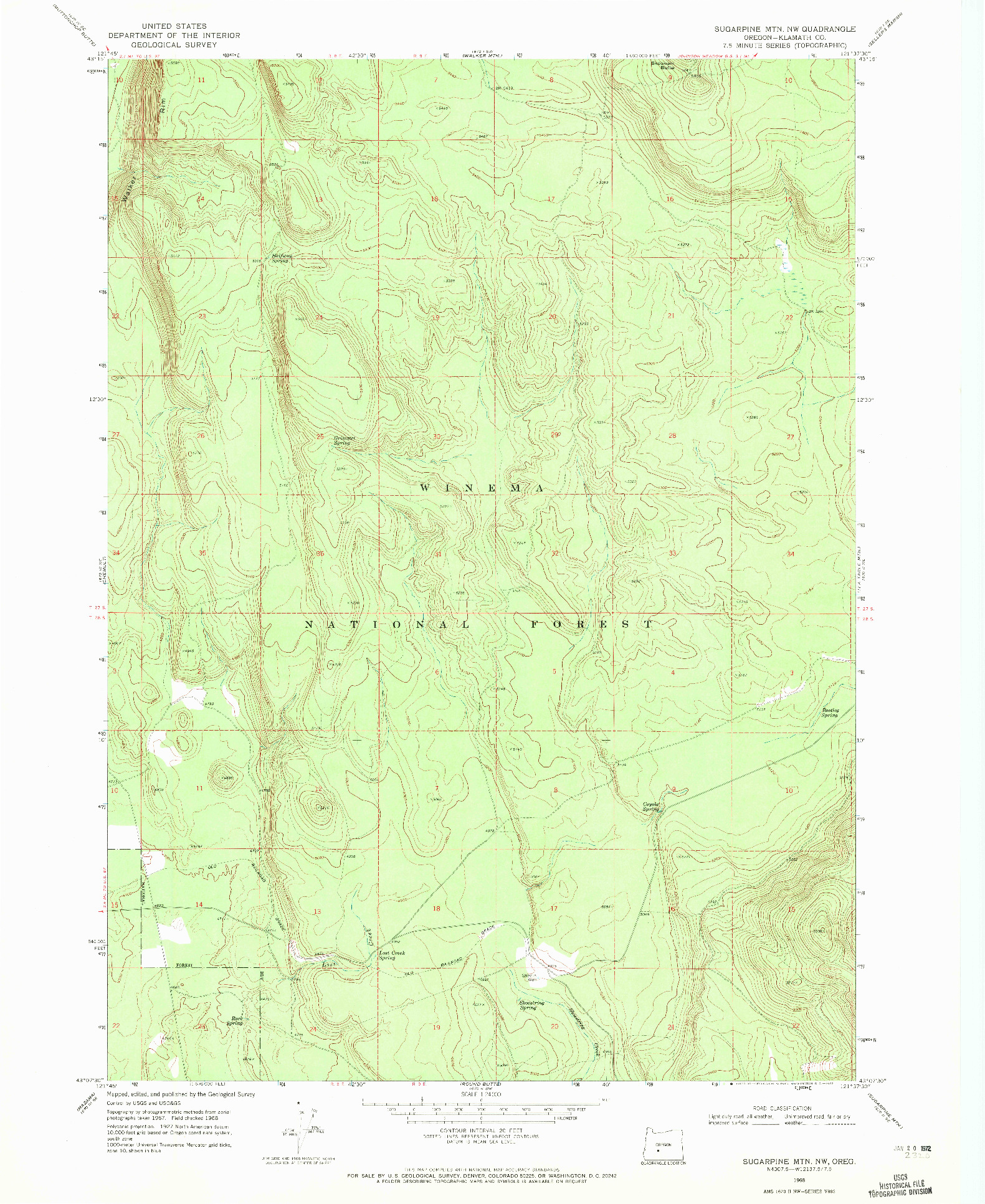 USGS 1:24000-SCALE QUADRANGLE FOR SUGARPINE MTN. NW, OR 1968