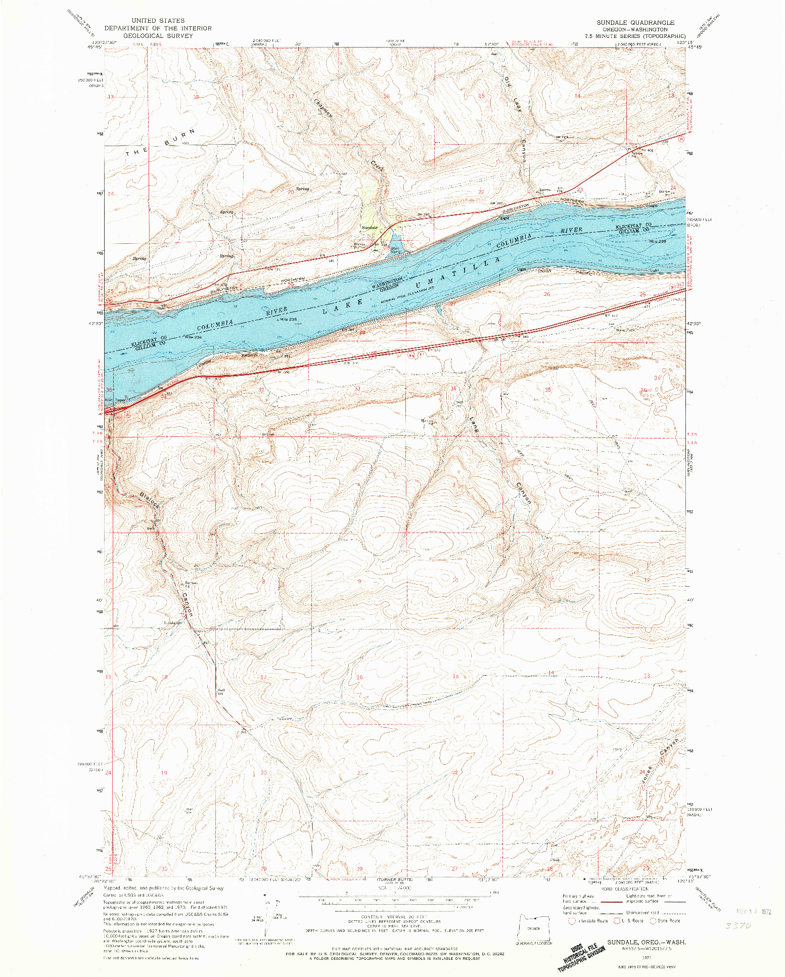 USGS 1:24000-SCALE QUADRANGLE FOR SUNDALE, OR 1971