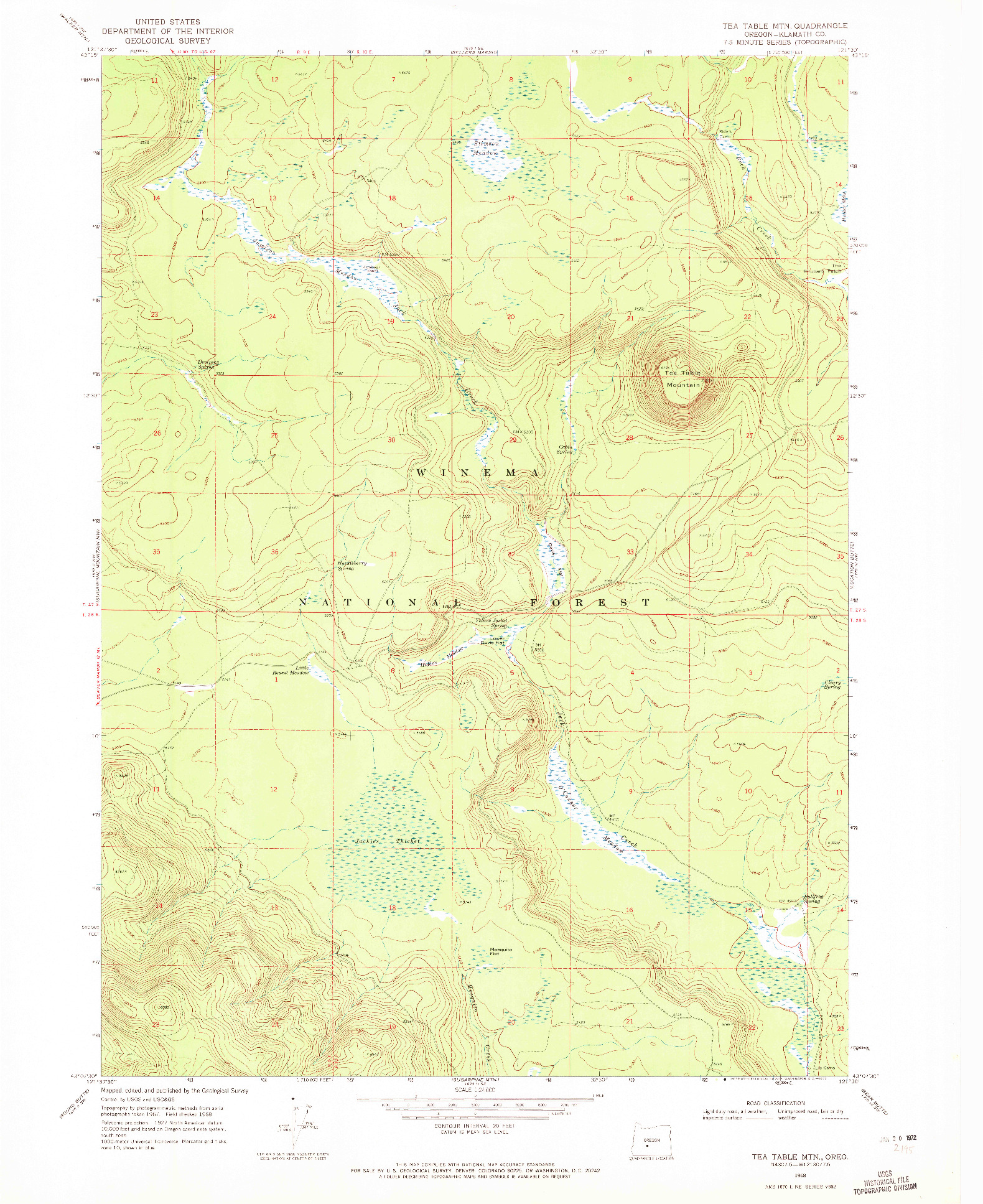 USGS 1:24000-SCALE QUADRANGLE FOR TEA TABLE MTN, OR 1968