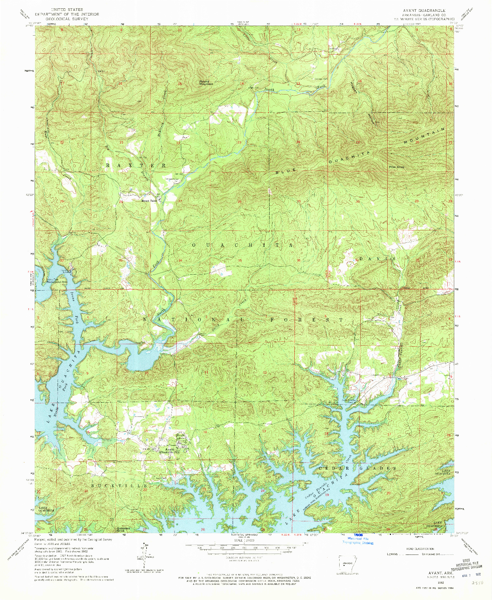 USGS 1:24000-SCALE QUADRANGLE FOR AVANT, AR 1962