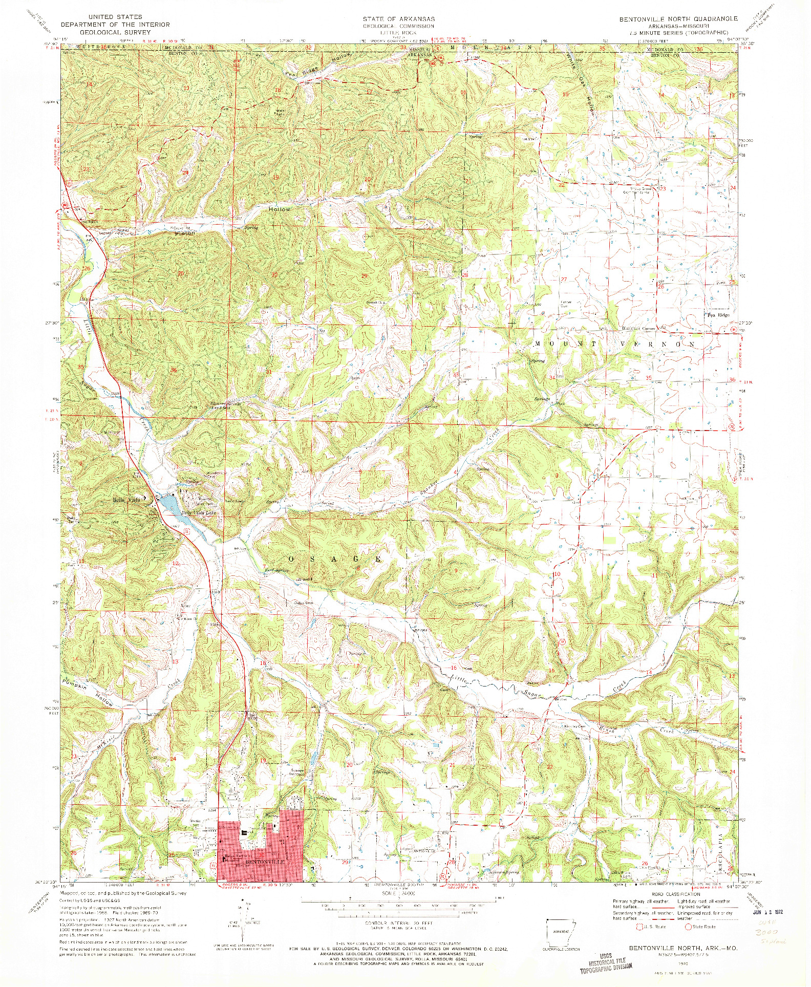 USGS 1:24000-SCALE QUADRANGLE FOR BENTONVILLE NORTH, AR 1970