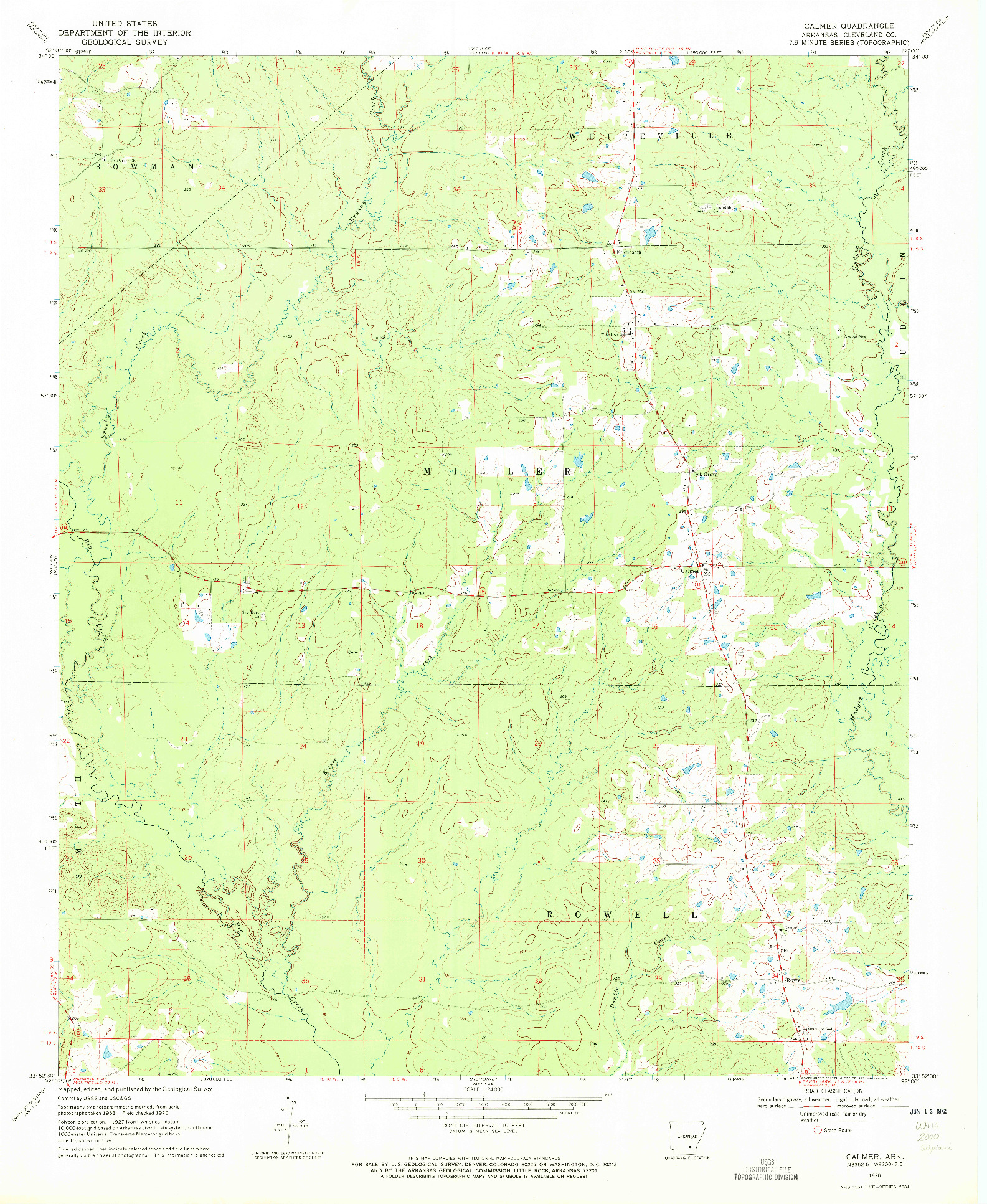 USGS 1:24000-SCALE QUADRANGLE FOR CALMER, AR 1970