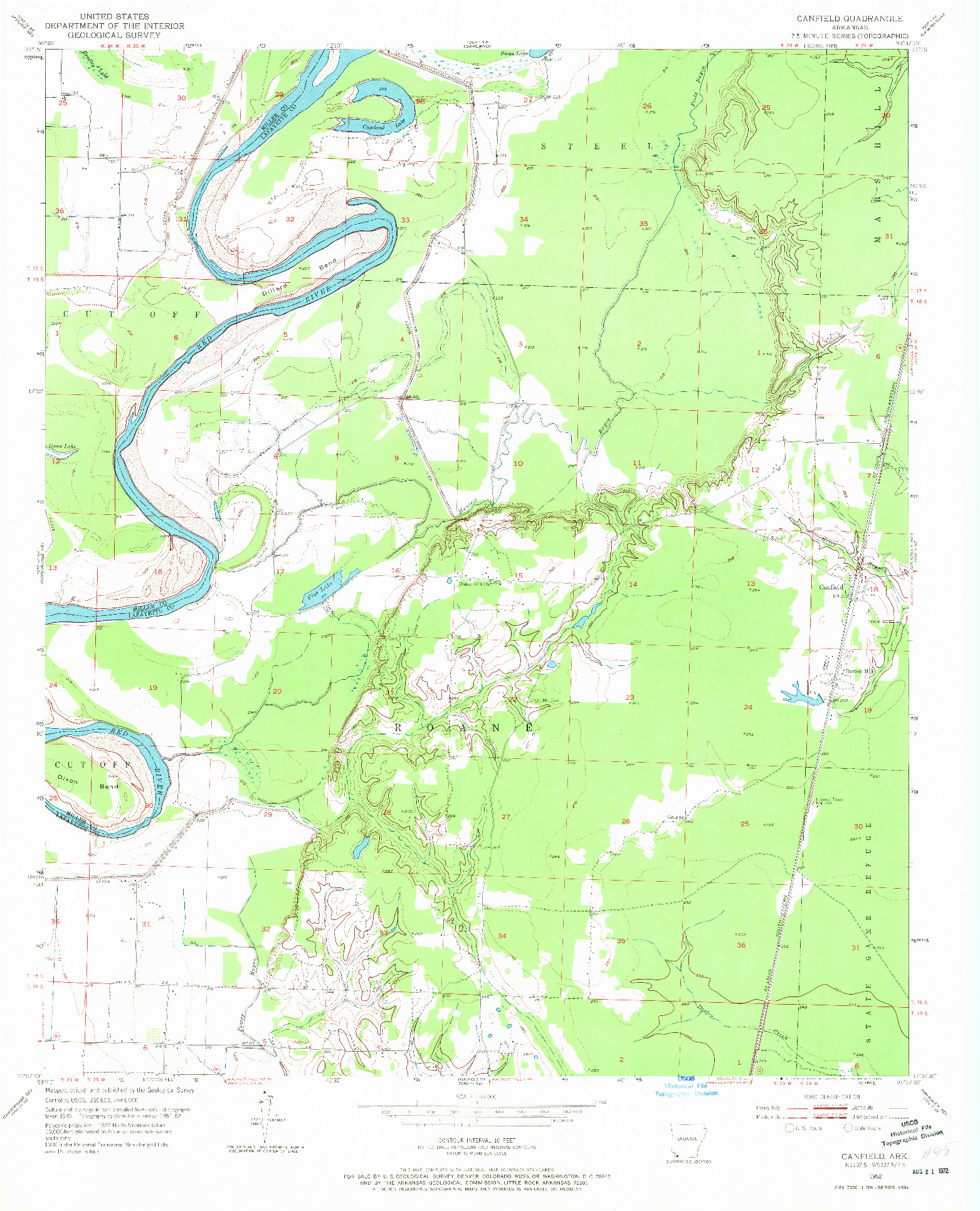 USGS 1:24000-SCALE QUADRANGLE FOR CANFIELD, AR 1952