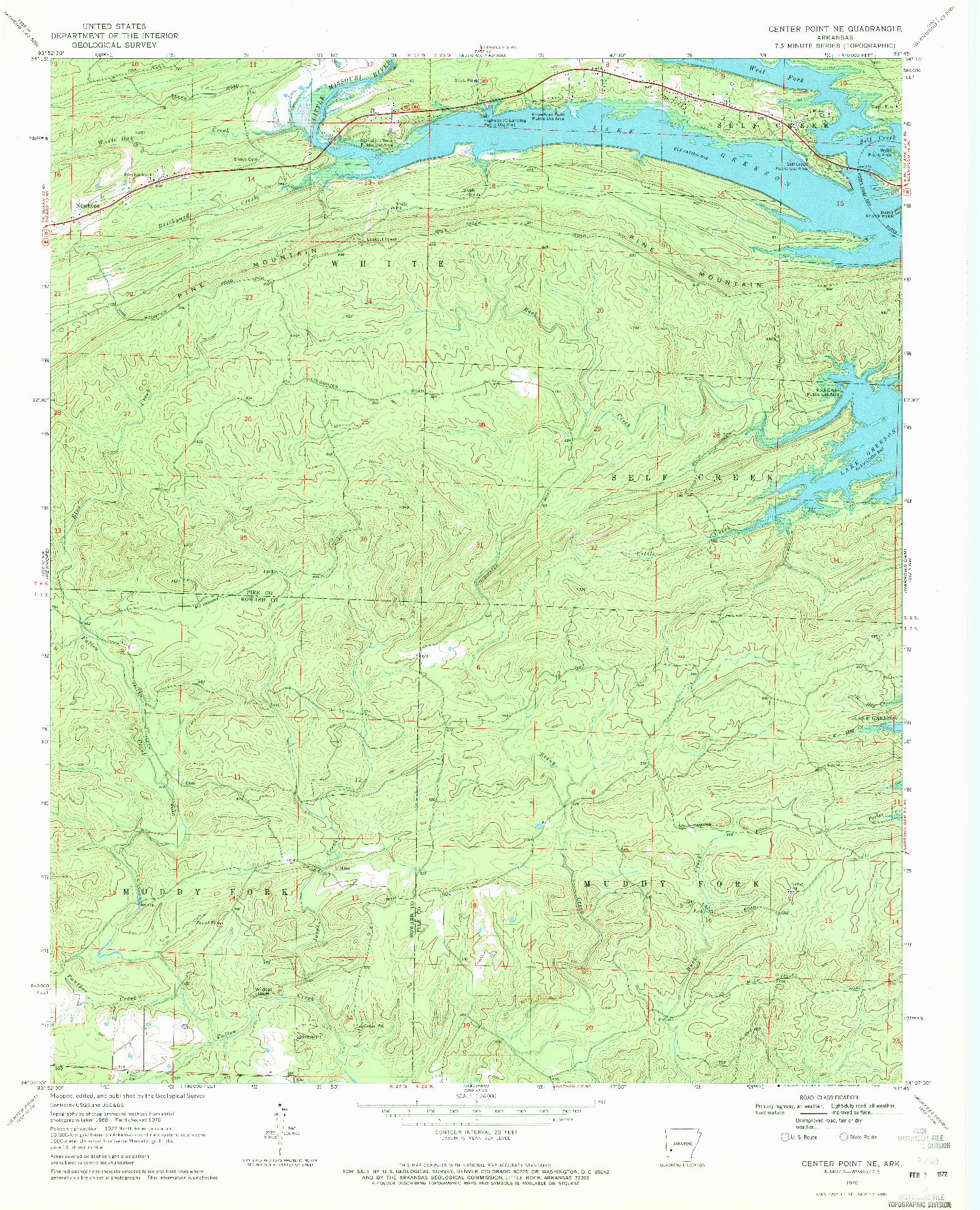 USGS 1:24000-SCALE QUADRANGLE FOR CENTER POINT NE, AR 1970
