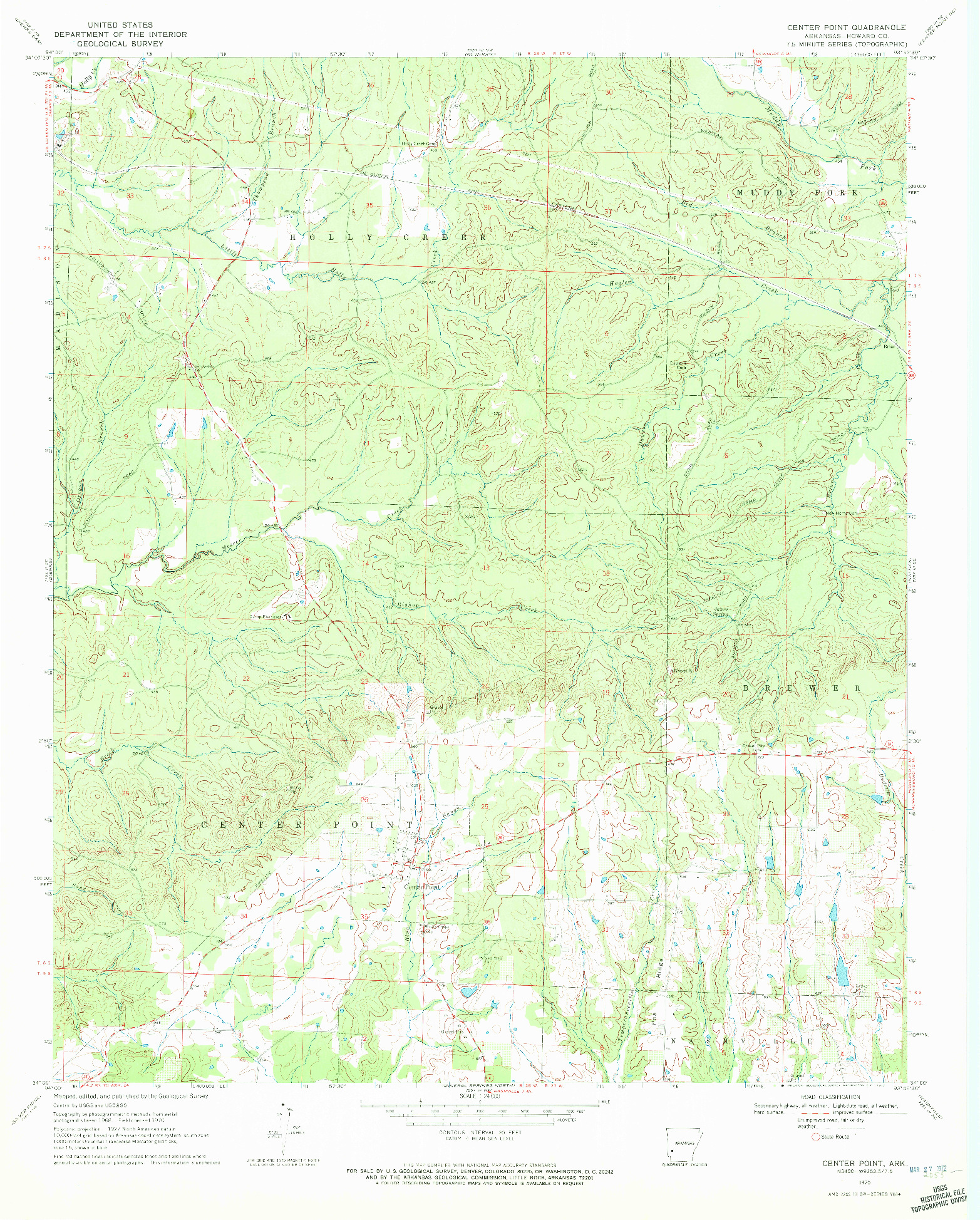 USGS 1:24000-SCALE QUADRANGLE FOR CENTER POINT, AR 1970