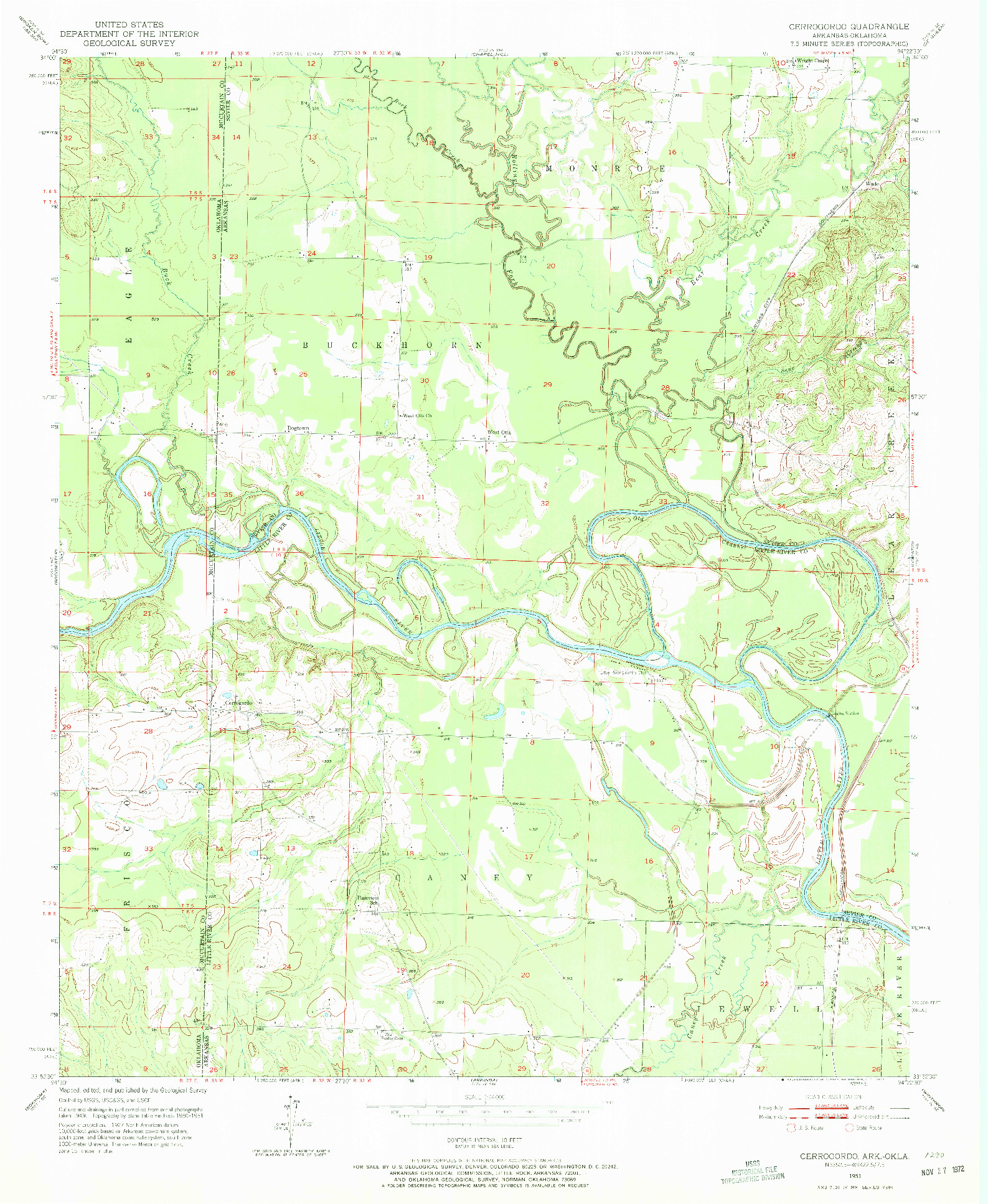 USGS 1:24000-SCALE QUADRANGLE FOR CERROGORDO, AR 1951