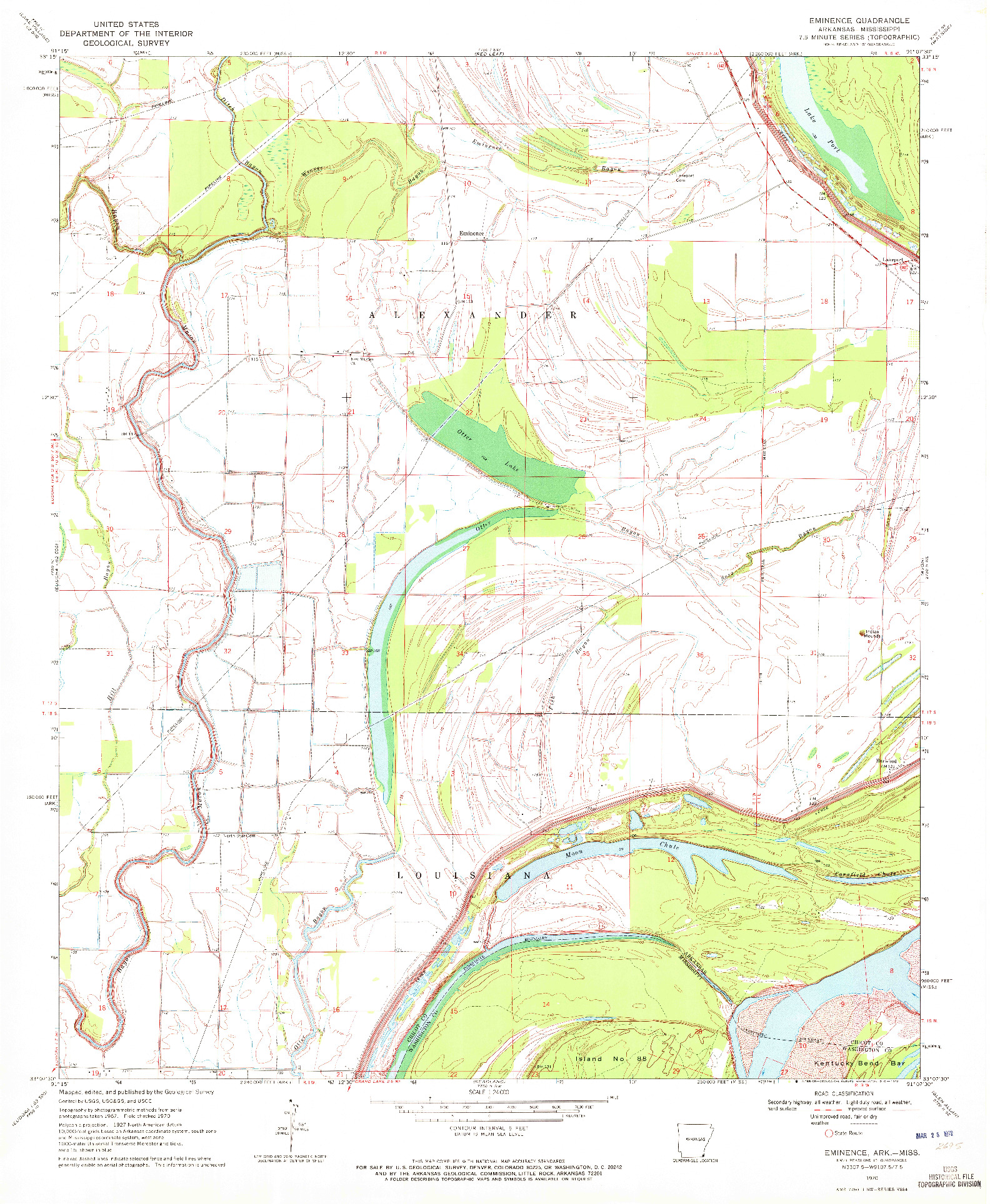 USGS 1:24000-SCALE QUADRANGLE FOR EMINENCE, AR 1970